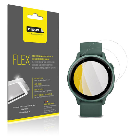 Klare Displayschutzfolie von dipos passend für Garmin vivoactive 6, 100% Displayabdeckung und blasenfreie Montage