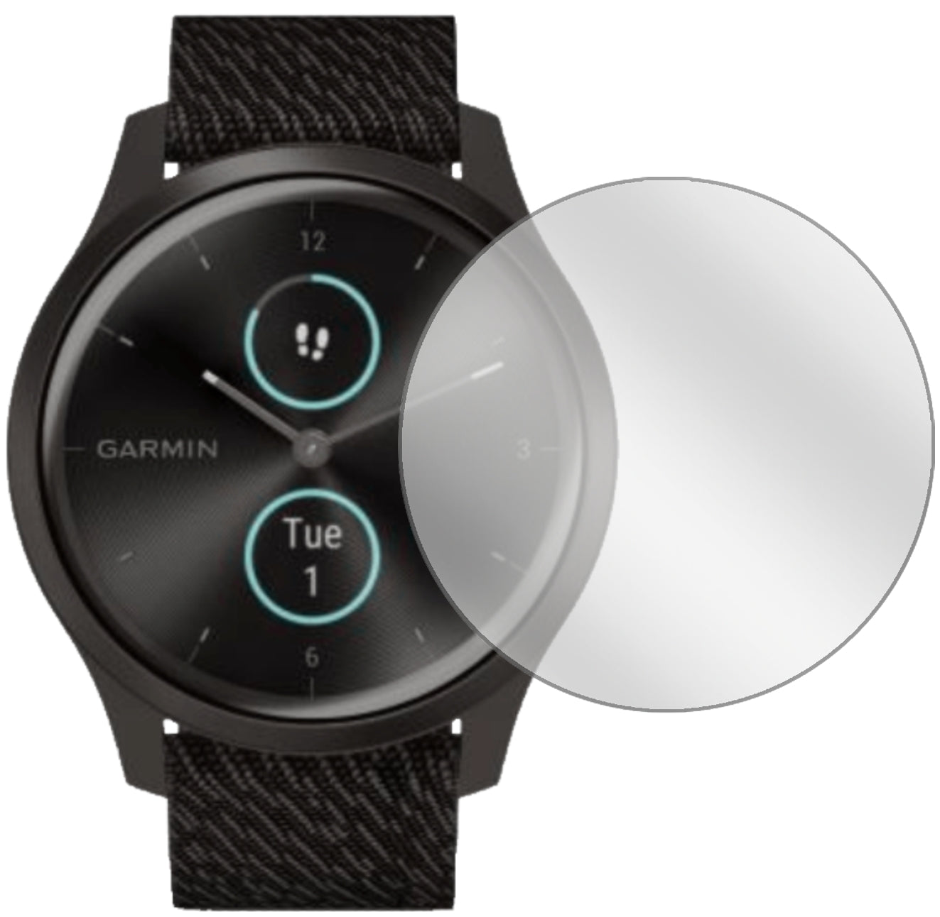 GarminVivomove Style mit aufgebrachter dipos Displayschutzfolie, glasklare Darstellung ohne Einschränkungen
