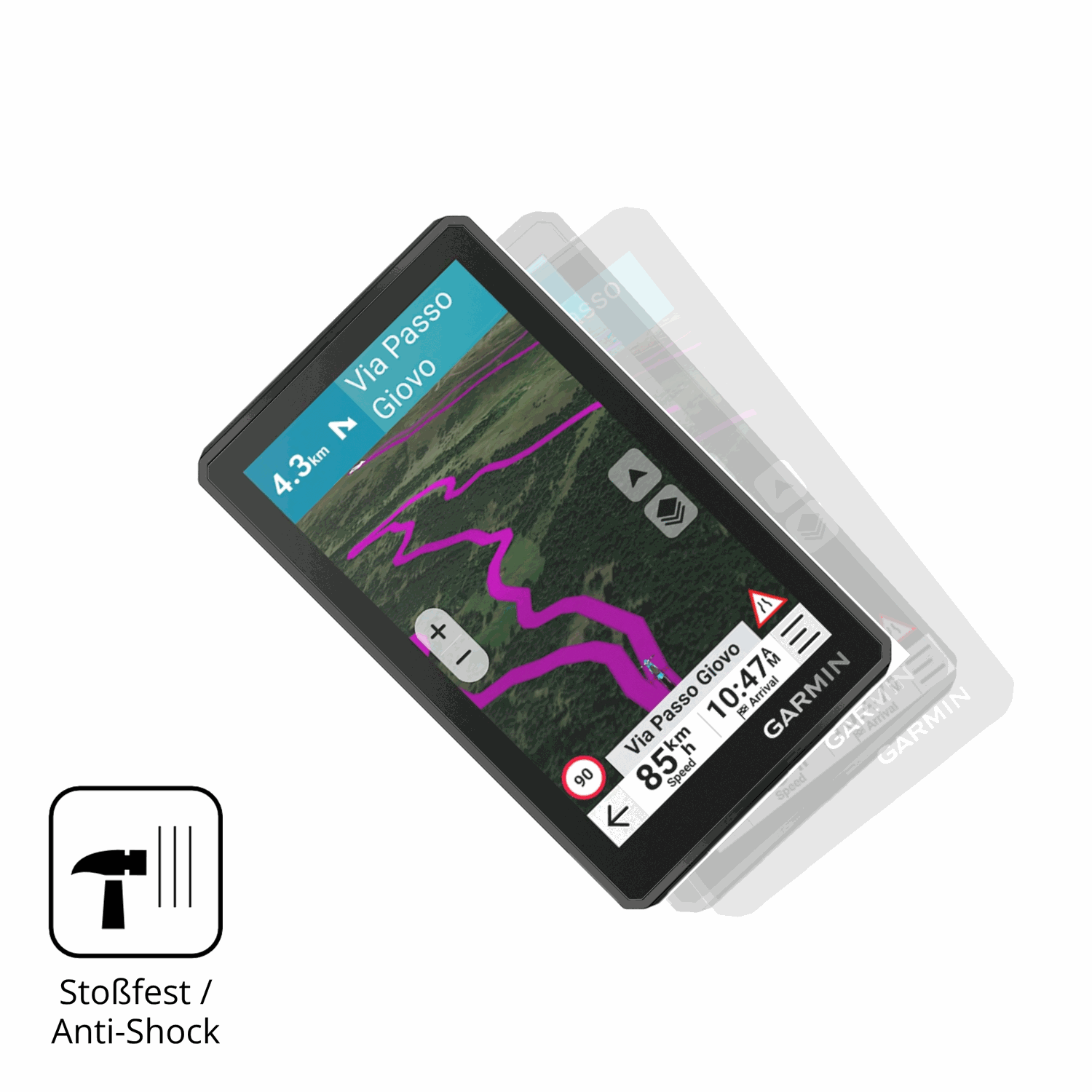 Schutz gegen Kratzer auf dem Garmin zumo XT3 4.7 Zoll Glas durch Schlüssel, Stöße gegen die Tischkante oder Stürze