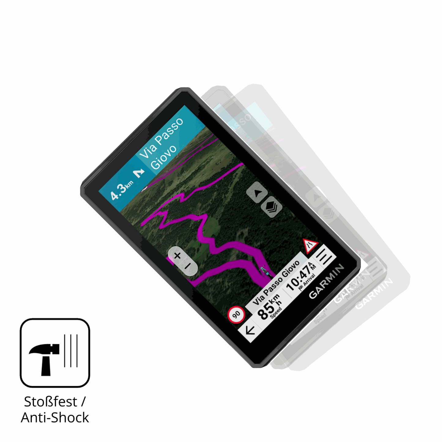 Schutz gegen Kratzer auf dem Garmin zumo XT3 4.7 Zoll Glas durch Schlüssel, Stöße gegen die Tischkante oder Stürze