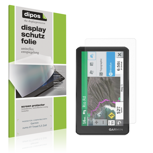Matte Displayschutzfolie von dipos passend für Garmin zumo XT Tread 5,5 Zoll, präziser Zuschnitt und blasenfrei montiert