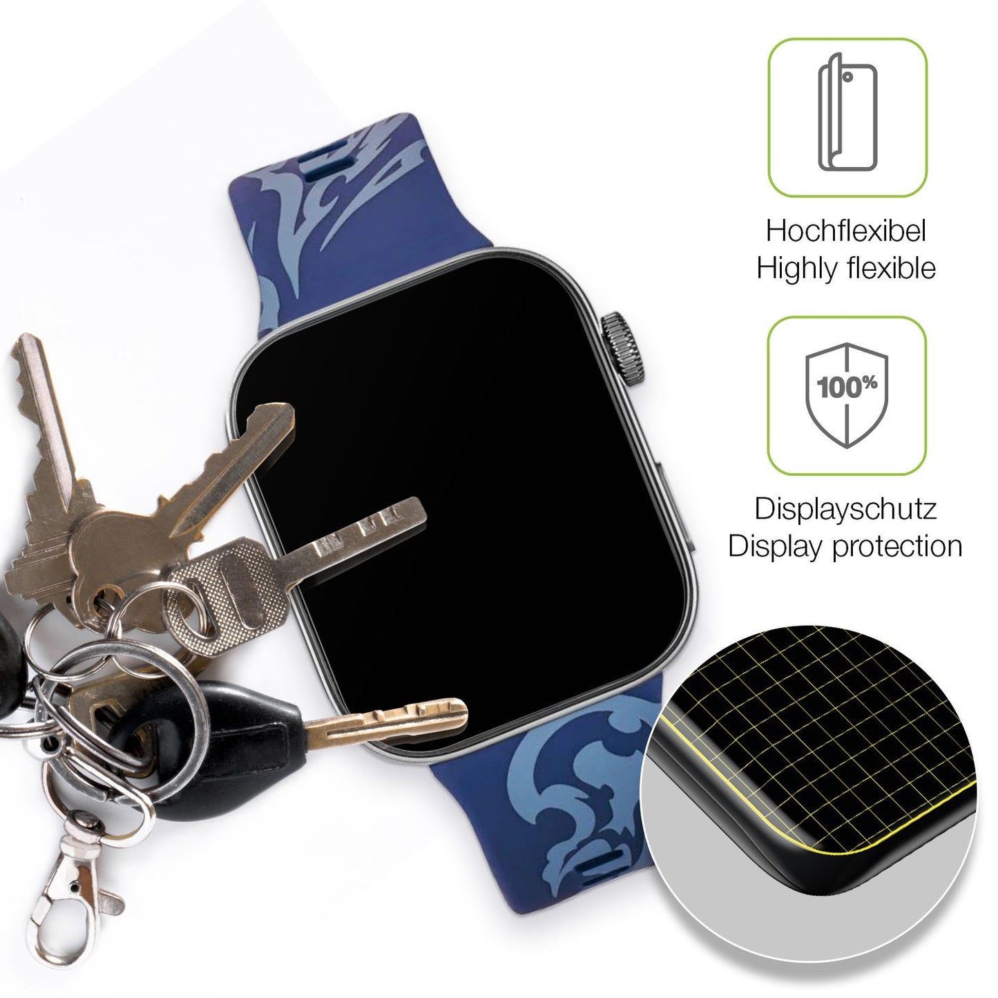 dipos Displayschutz für Garrack Sanji HUC-OP-FT3-S, transparente Oberfläche, perfekte Passform auch für die Rundungen