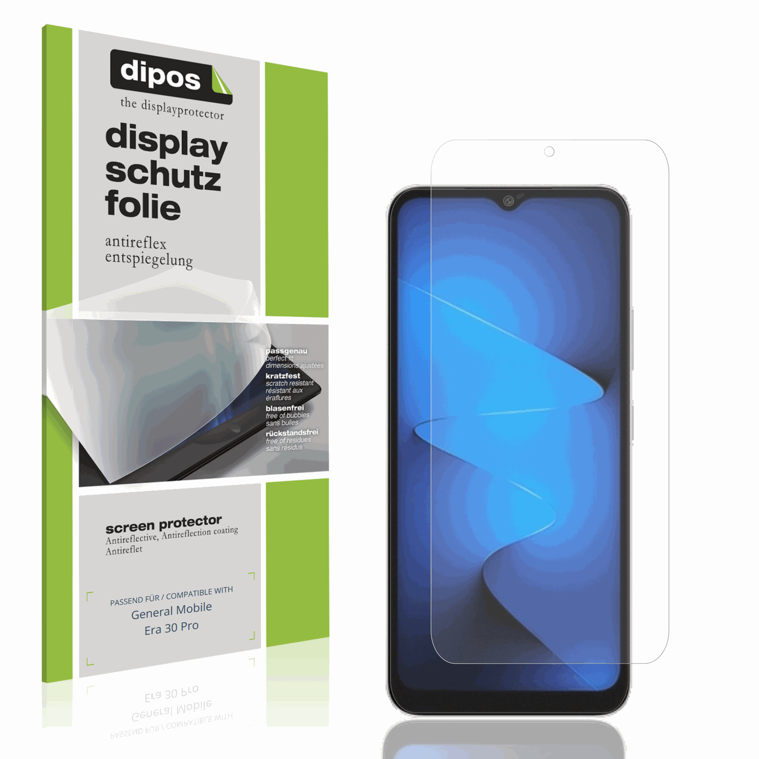 Matte Displayschutzfolie von dipos passend für General Mobile Era 30 Pro, präziser Zuschnitt und blasenfrei montiert