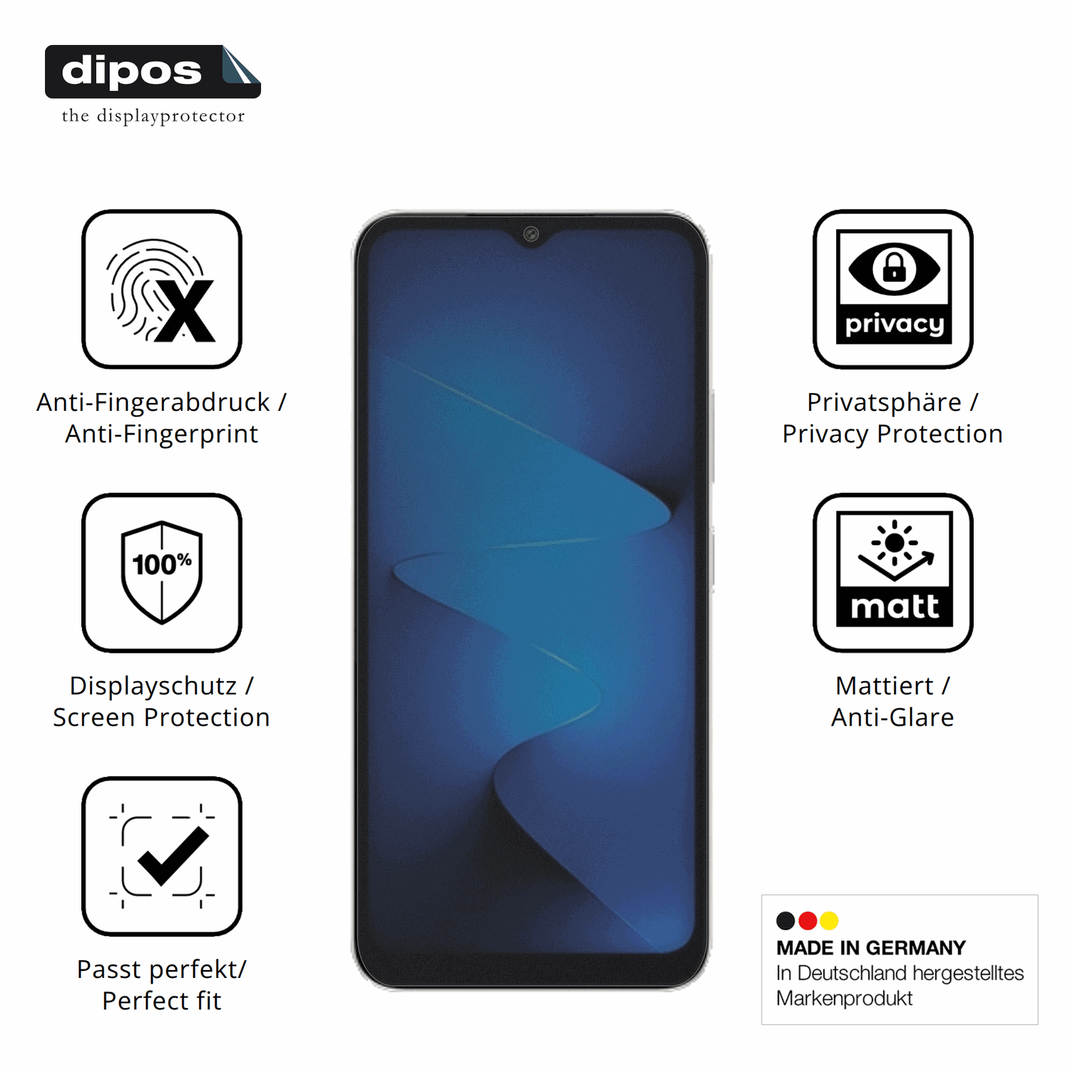 Privatsphäre-Schutz durch Sichtschutz-Folie passend zugeschnitten für General Mobile Era 30 Pro