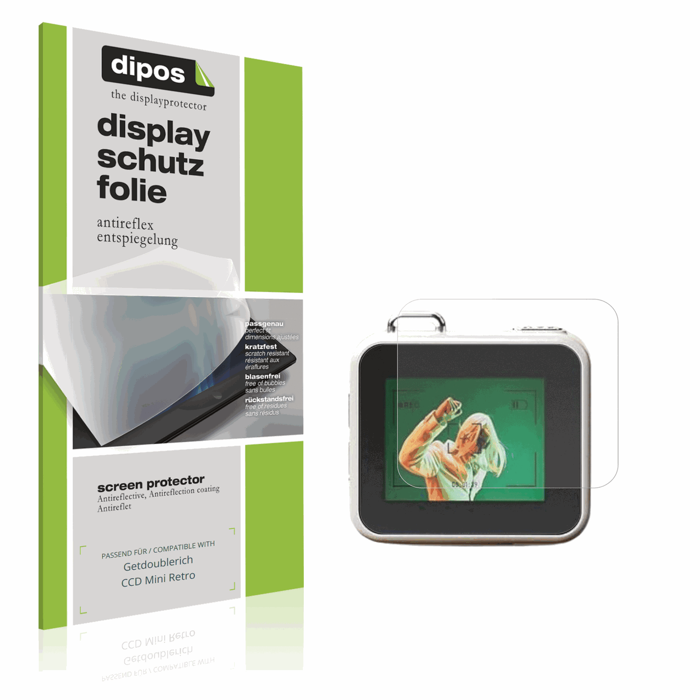 Matte Displayschutzfolie von dipos passend für Getdoublerich CCD Mini Retro, präziser Zuschnitt und blasenfrei montiert
