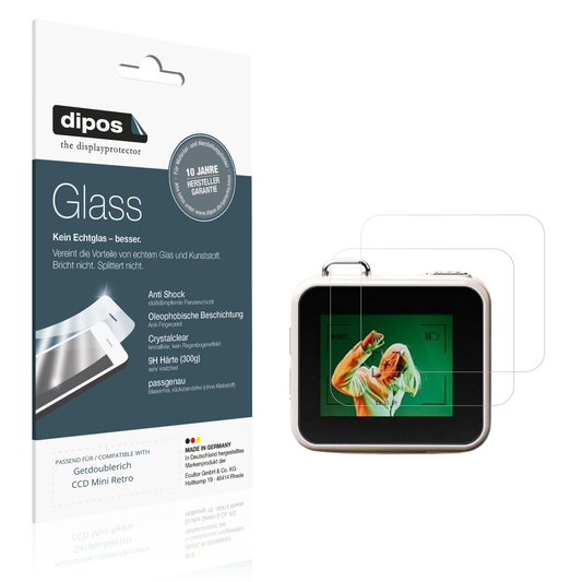 Klare Displayschutzfolie von dipos passend für Getdoublerich CCD Mini Retro, 9H kratzfest und blasenfrei montiert