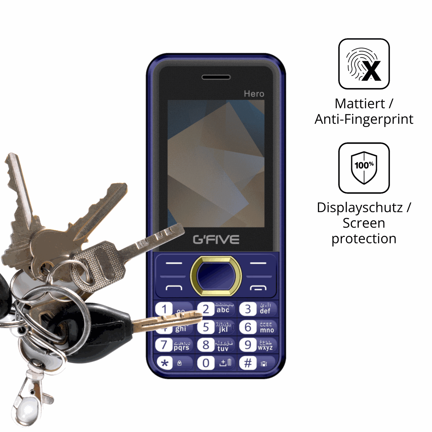 dipos Displayschutz für GFive Hero New, mattierte Oberfläche, Blickschutzfilter und perfekter Passform