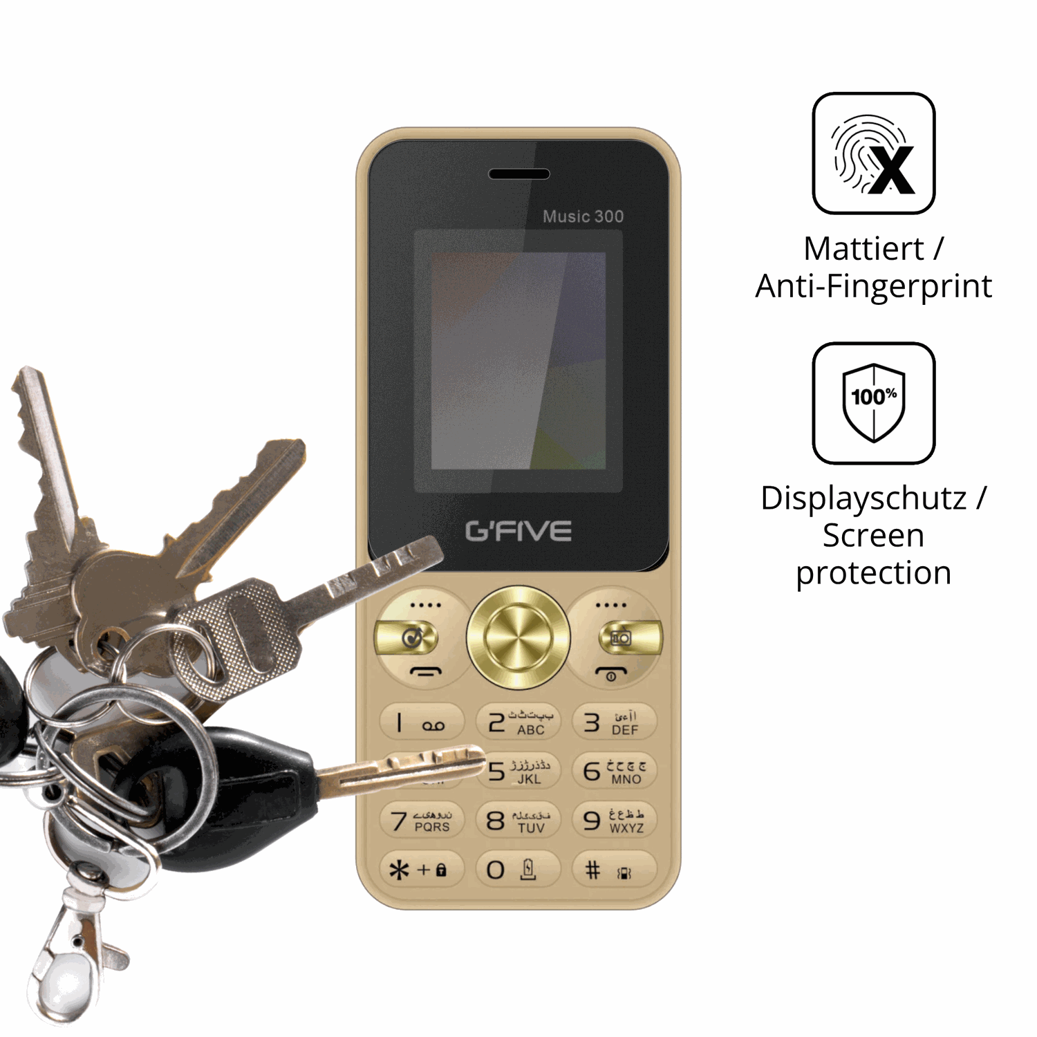 dipos Displayschutz für GFive Music 300, mattierte Oberfläche, Blickschutzfilter und perfekter Passform