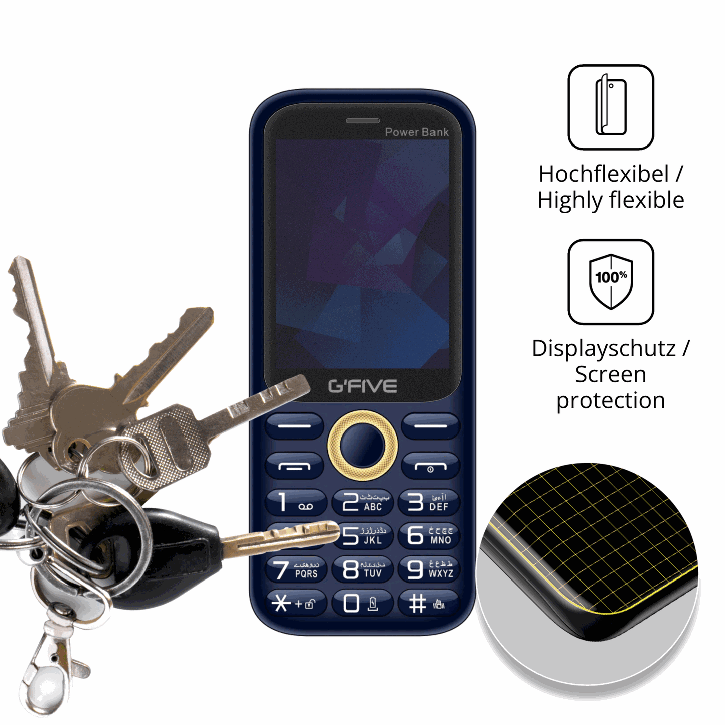 dipos Displayschutz für GFive Power Bank, mit Blickschutzfilter und perfekter Passform auch für die Rundungen