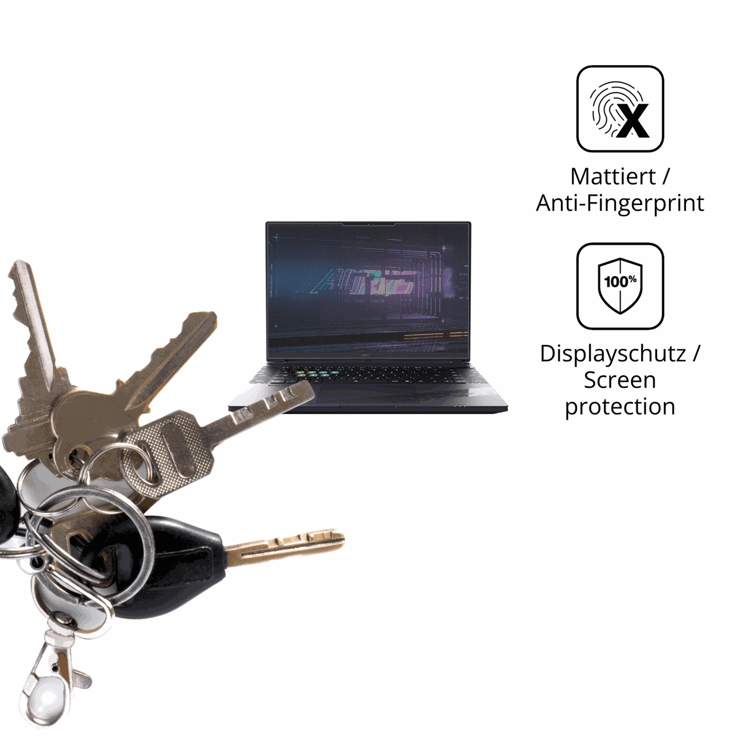 dipos Displayschutz für Gigabyte Aorus 16X 2024, mattierte Oberfläche, Blickschutzfilter und perfekter Passform