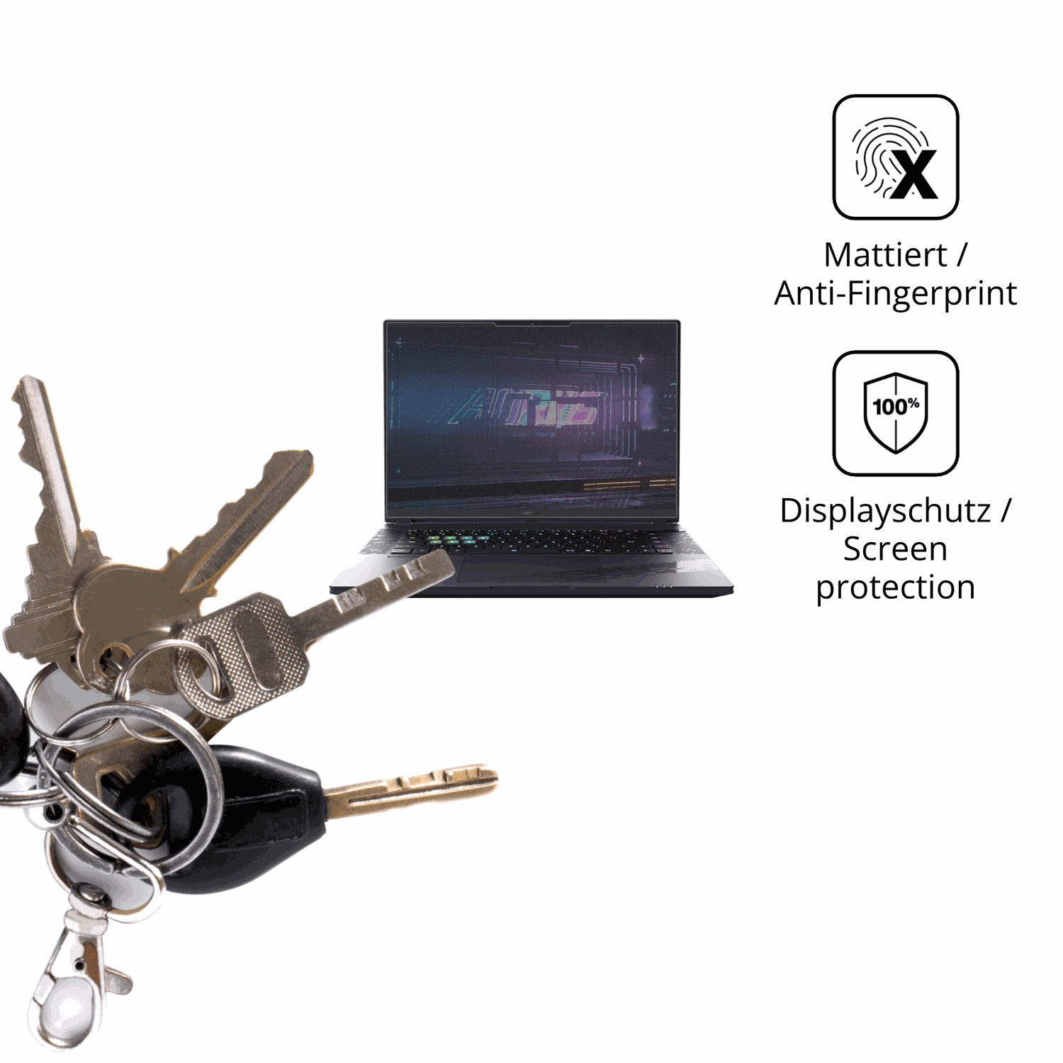dipos Displayschutz für Gigabyte Aorus 16X 2024, mattierte Oberfläche, Blickschutzfilter und perfekter Passform