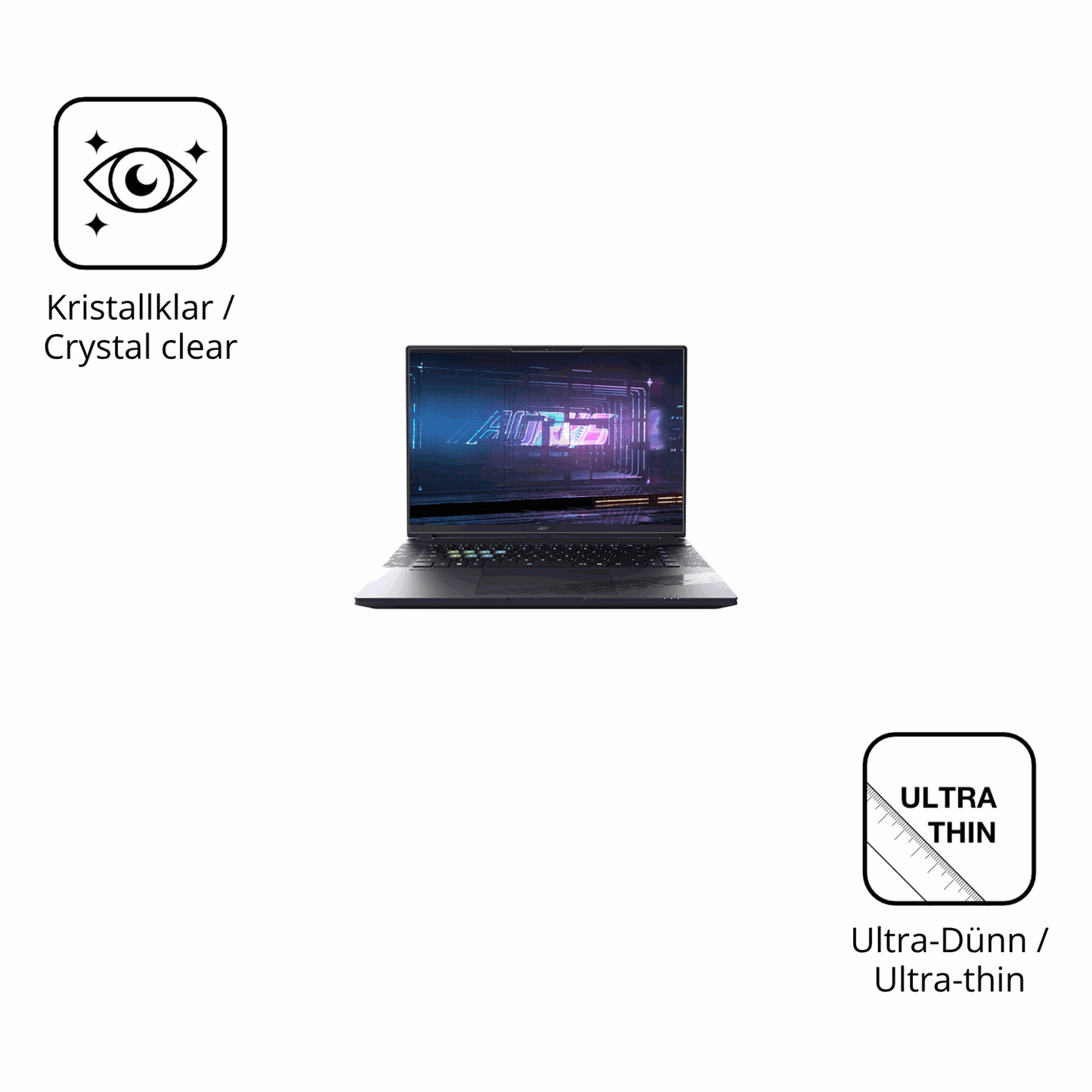 Dünne und klare Folie passend zugeschnitten für Gigabyte Aorus 16X 2024