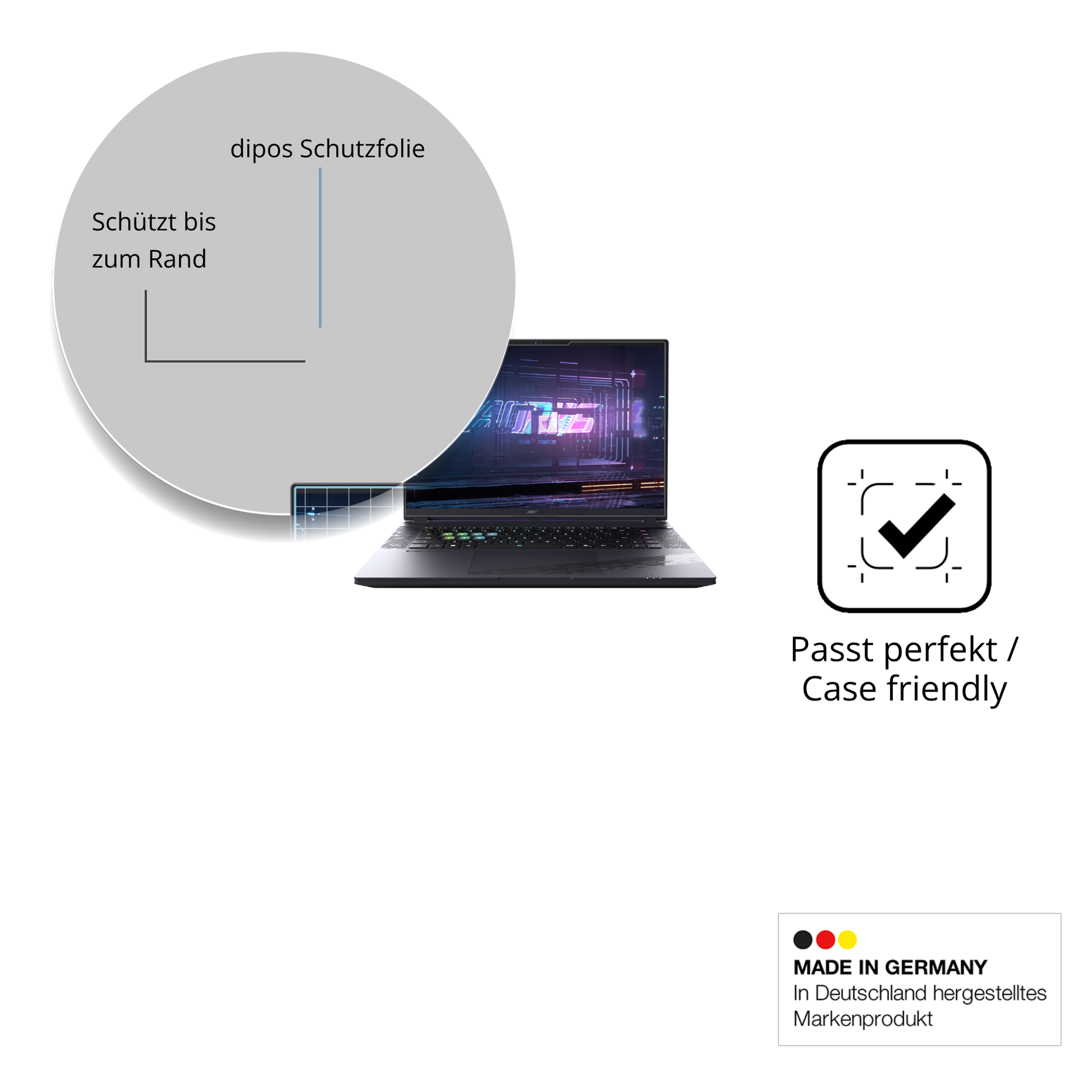 Besonders flexibler Displayschutz mit Anti-Shock-Schicht im Materialmix