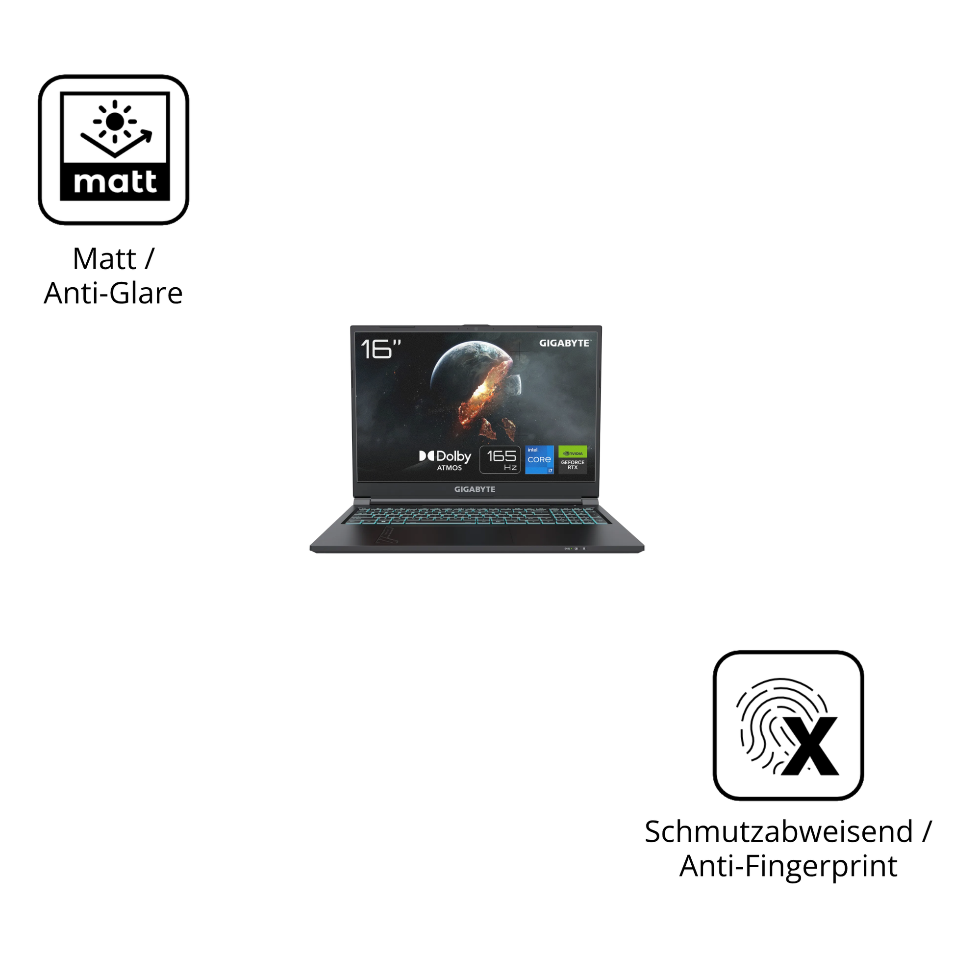 Dünne und entspiegelnde Folie passend zugeschnitten für Gigabyte G6 2023