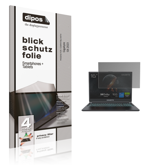 Blickschutzfolie von dipos passend für Gigabyte G6 2023, präziser Zuschnitt und blasenfrei montiert