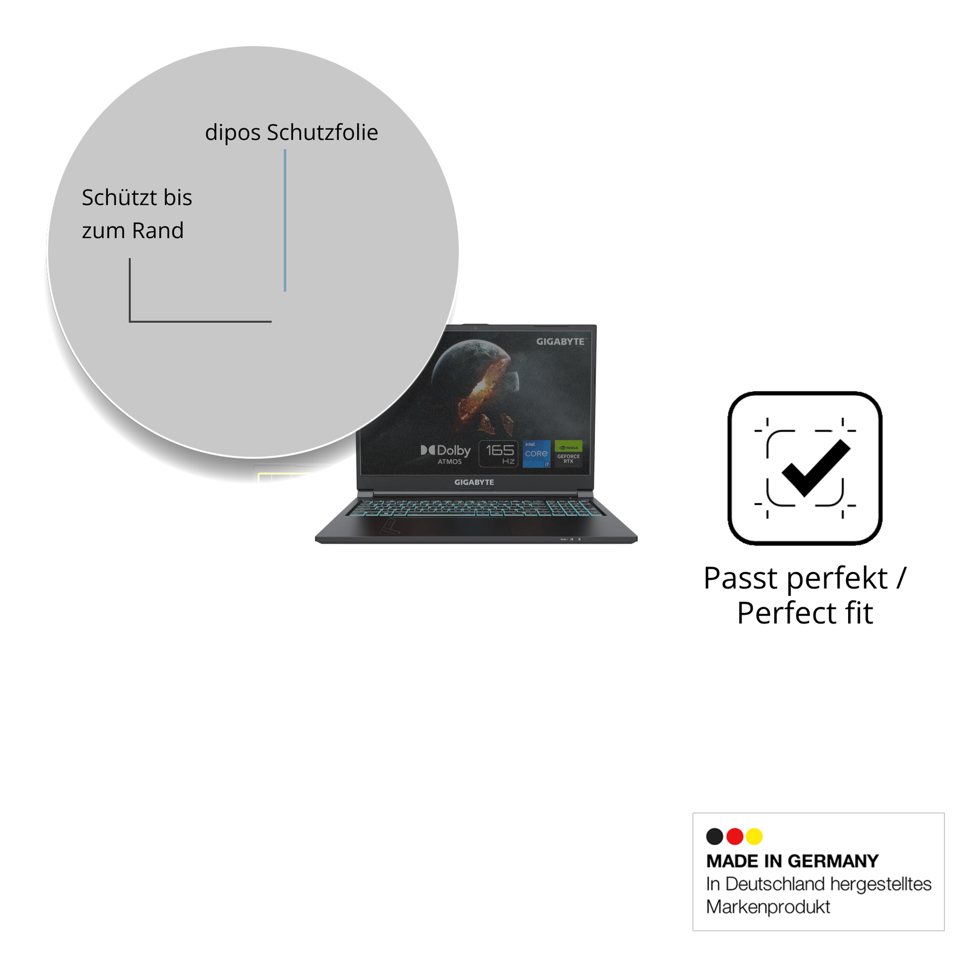 Schutz gegen Kratzer auf dem Gigabyte G6 2023 Glas durch Schlüssel oder Ähnliches
