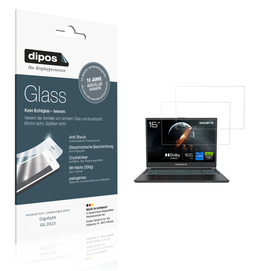 Klare Displayschutzfolie von dipos passend für Gigabyte G6 2023, 9H kratzfest und blasenfrei montiert