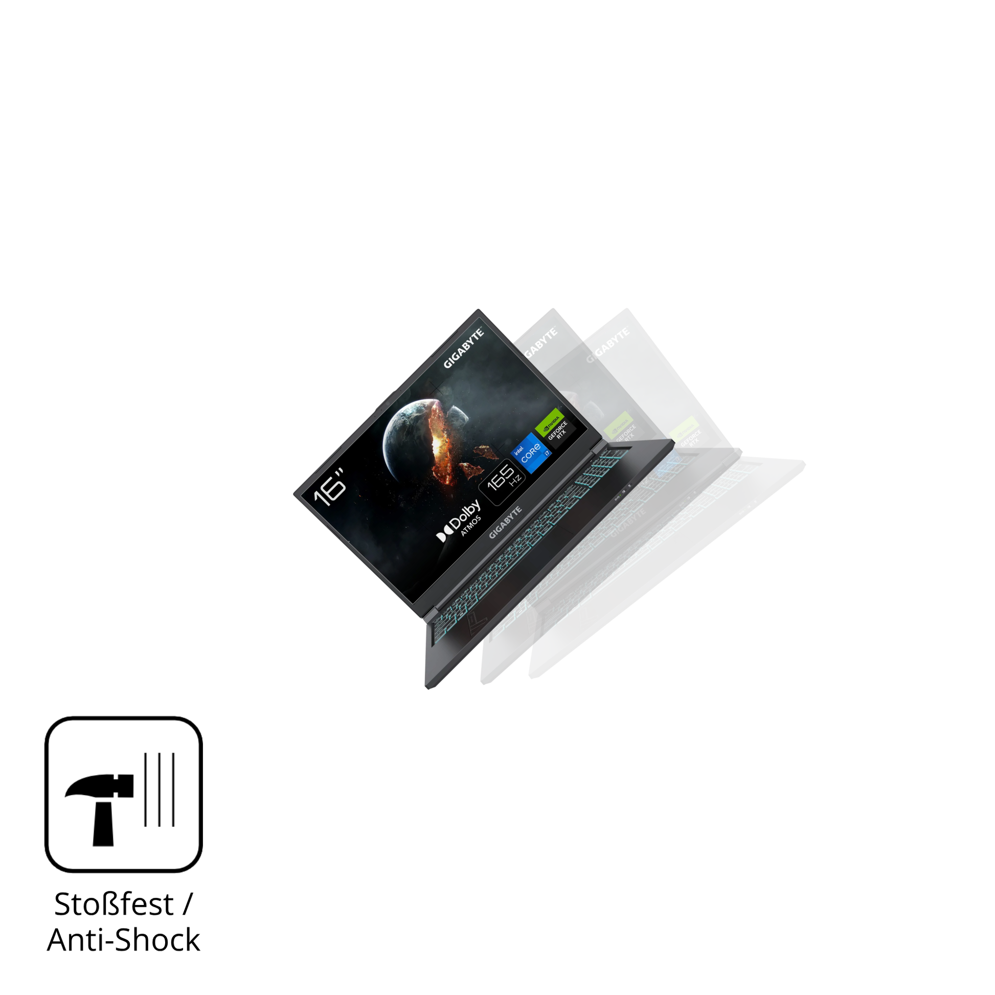 Schutz gegen Kratzer auf dem Gigabyte G6 2023 Glas durch Schlüssel, Stöße gegen die Tischkante oder Stürze