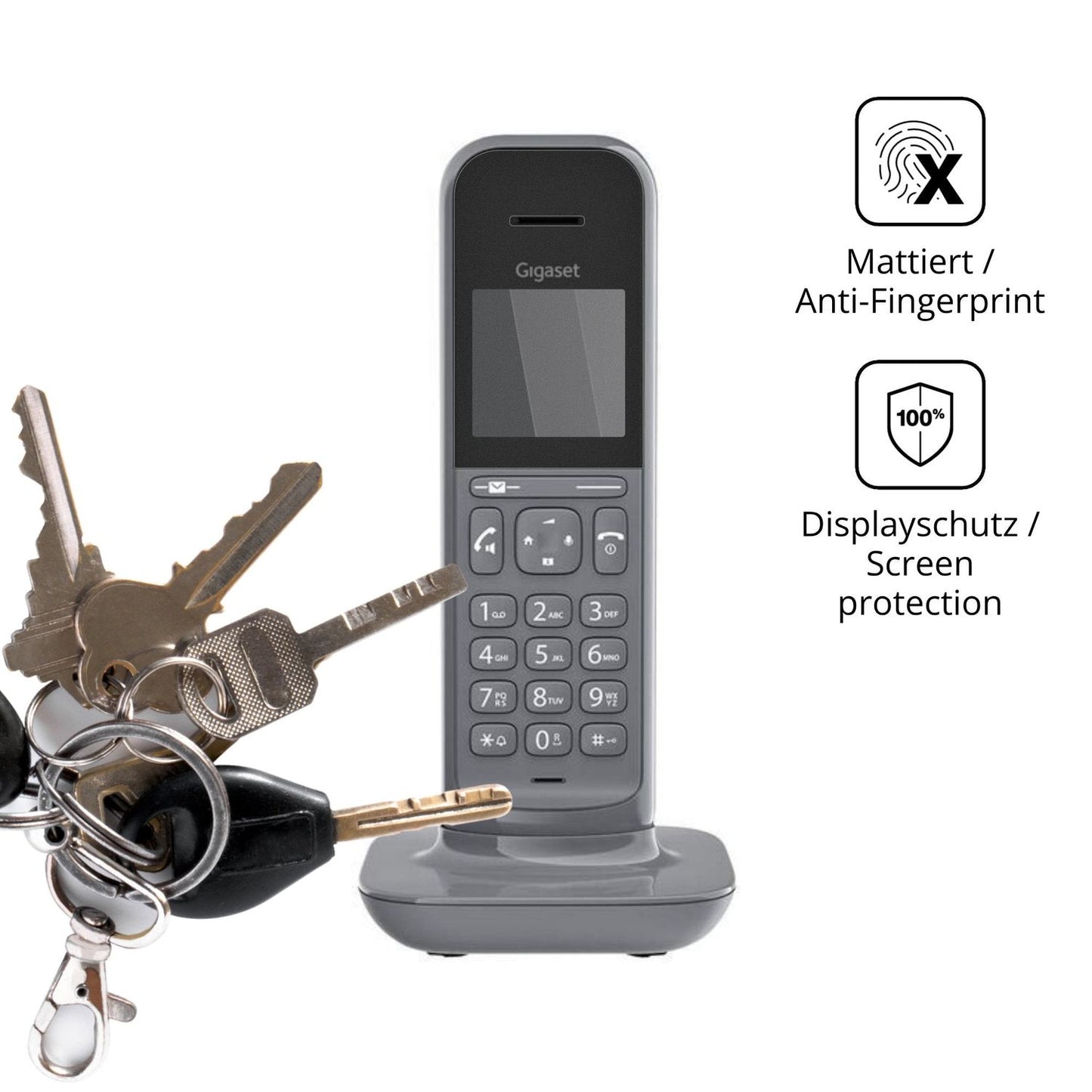 dipos Displayschutz für Gigaset CL390, mattierte Oberfläche, Blickschutzfilter und perfekter Passform