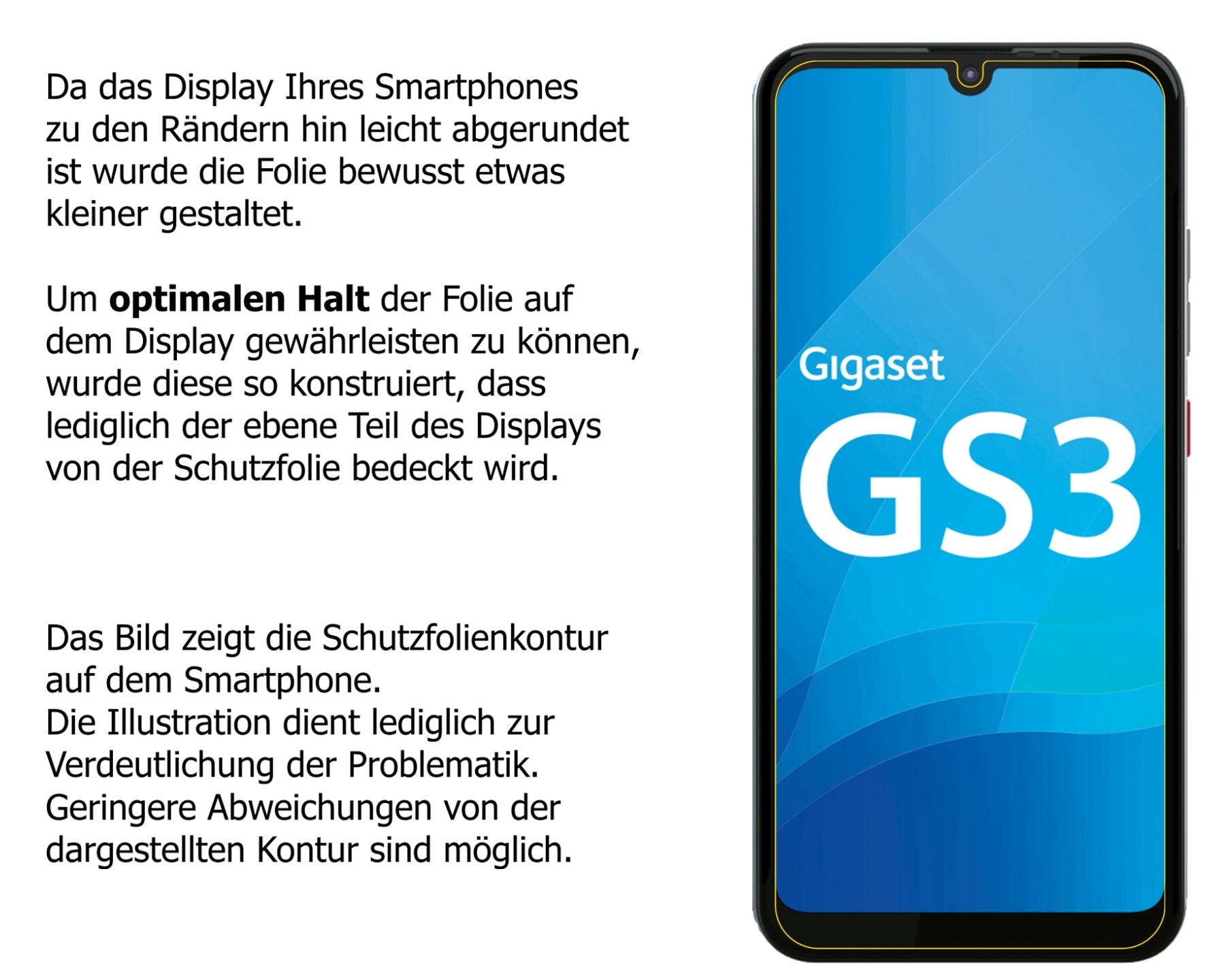 Dünne und klare Folie passend zugeschnitten für Gigaset GS3