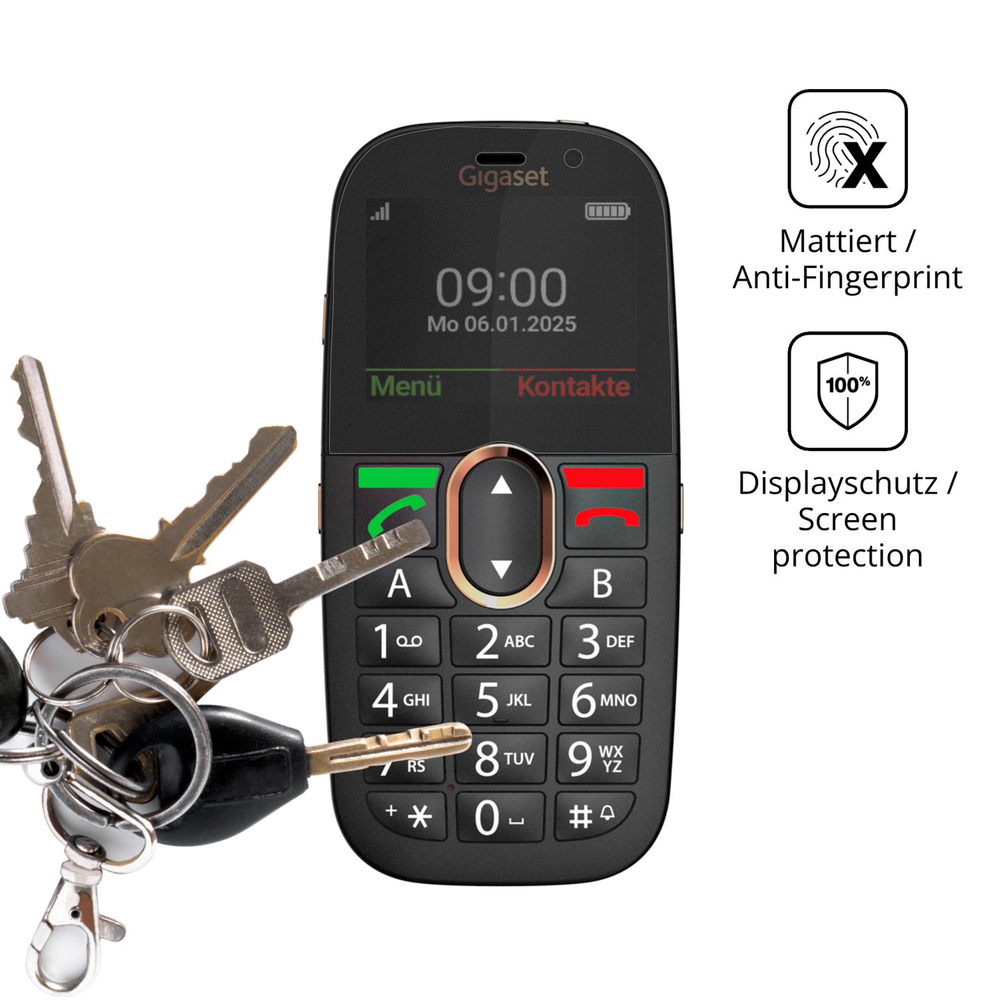 dipos Displayschutz für Gigaset GL695, mattierte Oberfläche, Blickschutzfilter und perfekter Passform