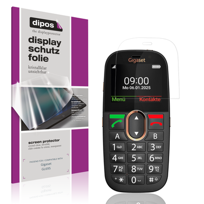 Klare Displayschutzfolie von dipos passend für Gigaset GL695, präziser Zuschnitt und blasenfrei montiert