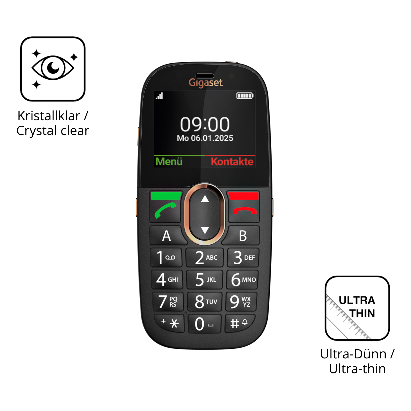 Dünne und klare Folie passend zugeschnitten für Gigaset GL695