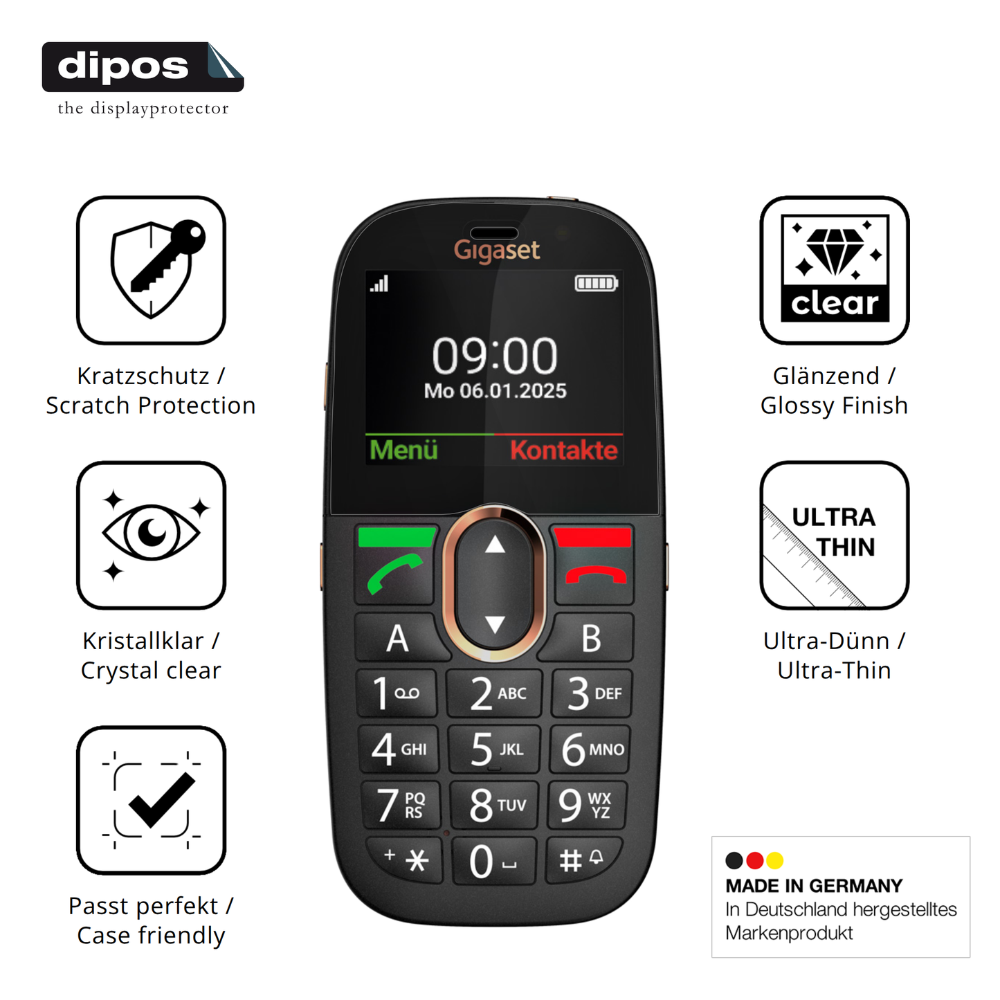Displayschutz hergestellt in Deutschland, höchste Qualität made in Germany