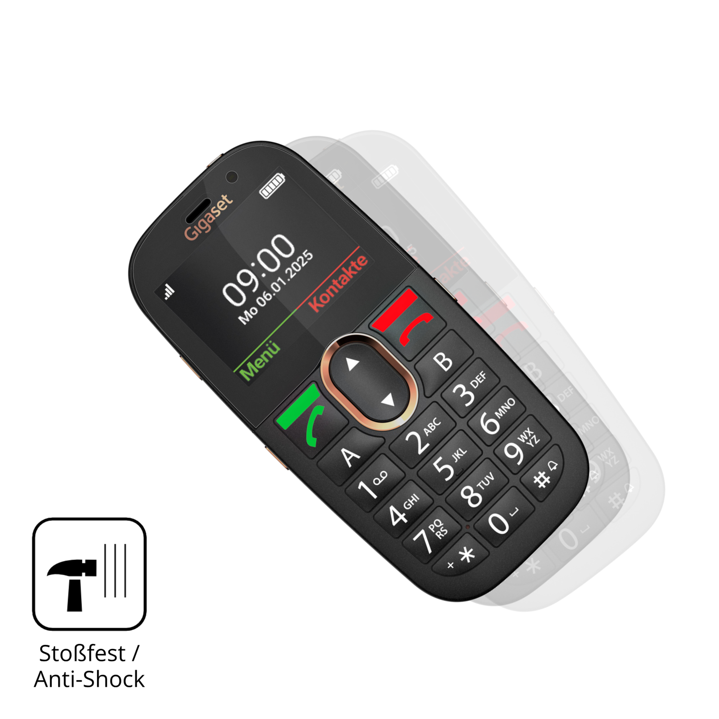 Schutz gegen Kratzer auf dem Gigaset GL695 Glas durch Schlüssel, Stöße gegen die Tischkante oder Stürze