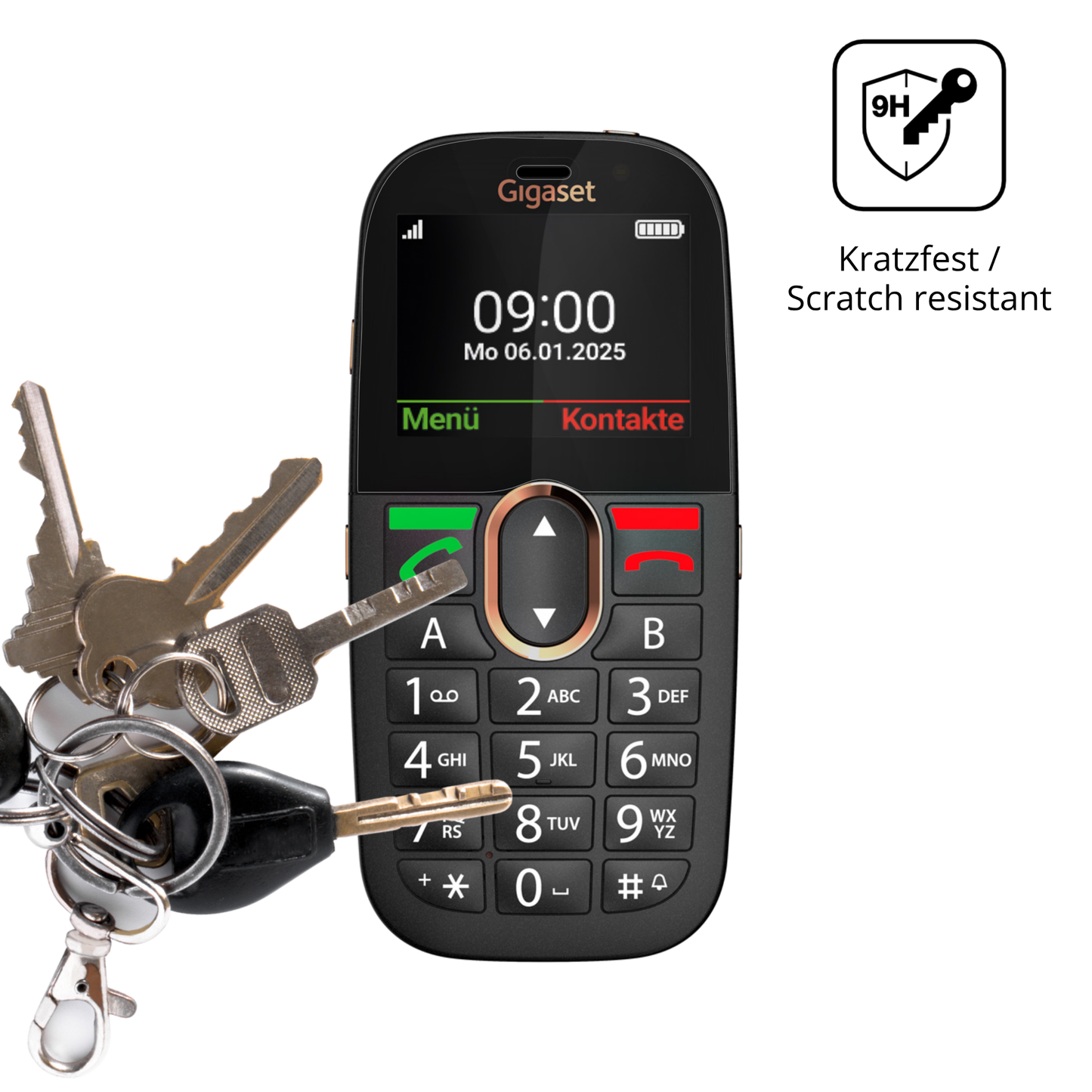 dipos Displayschutz für Gigaset GL695, transparente Oberfläche, perfekte Passform auch für die Rundungen