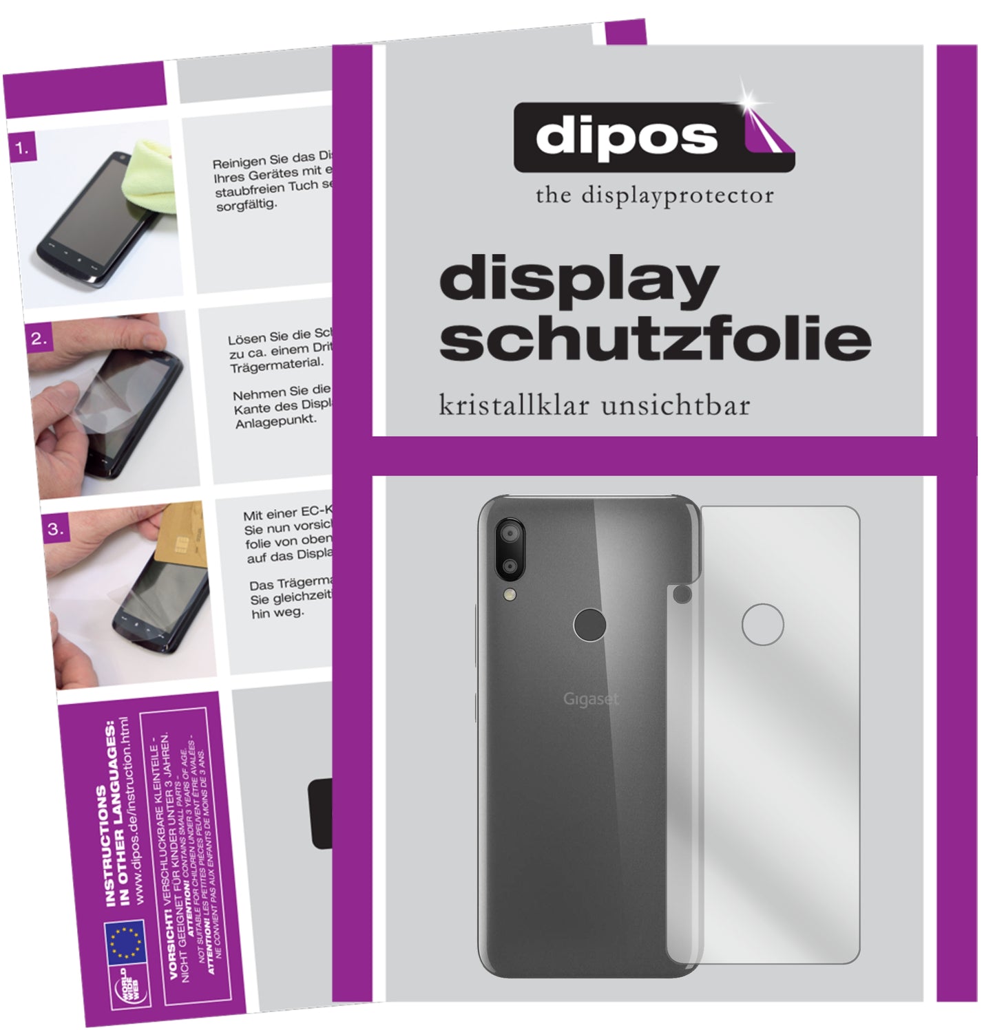 Kristallklare, dünne Schutzfolie: Kratzfest & passgenau für Gigaset-GS190 Rückseite