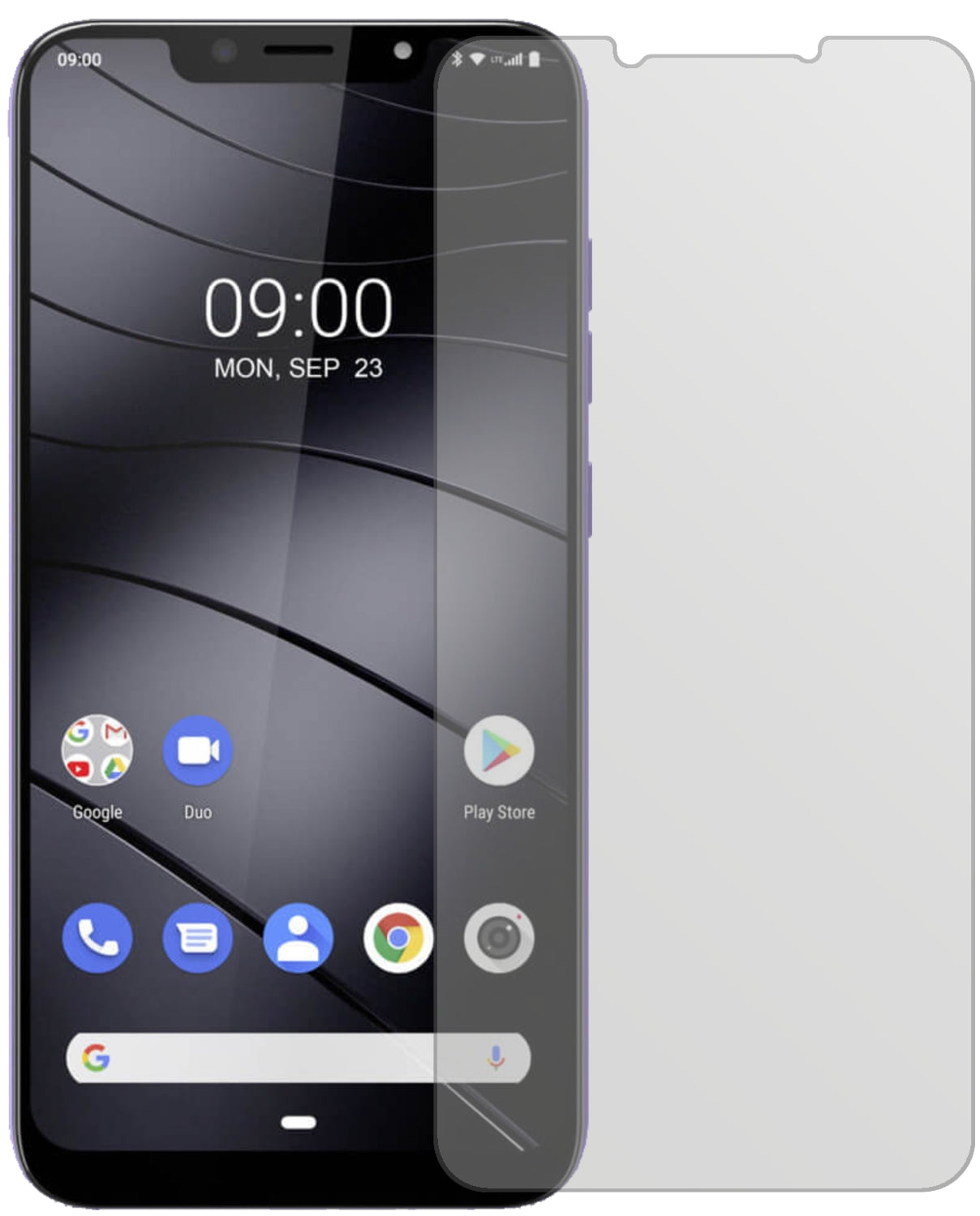GigasetGS195 LS mit aufgebrachter dipos Displayschutzfolie, die lästige Fingerabdrücke minimiert