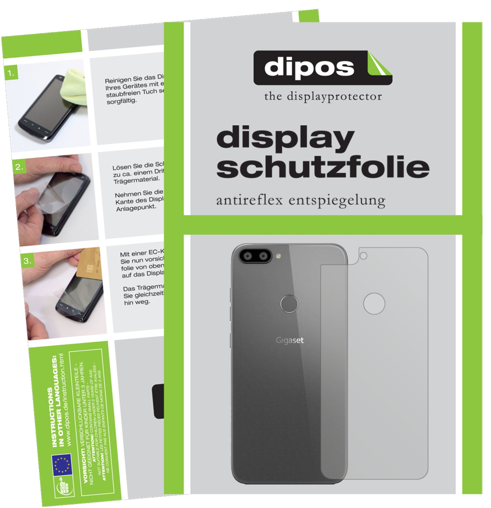 Matte Displayschutzfolie von dipos passend für Gigaset GS195 Pummelphone Rückseite, präziser Zuschnitt und blasenfrei montiert