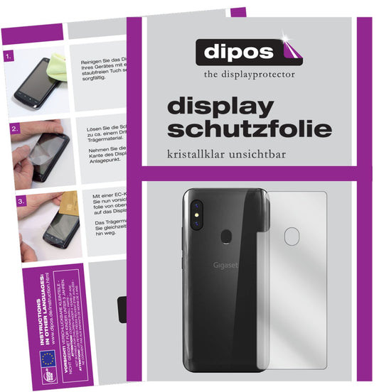 Klare Displayschutzfolie von dipos passend für Gigaset GS290 Rückseite, präziser Zuschnitt und blasenfrei montiert