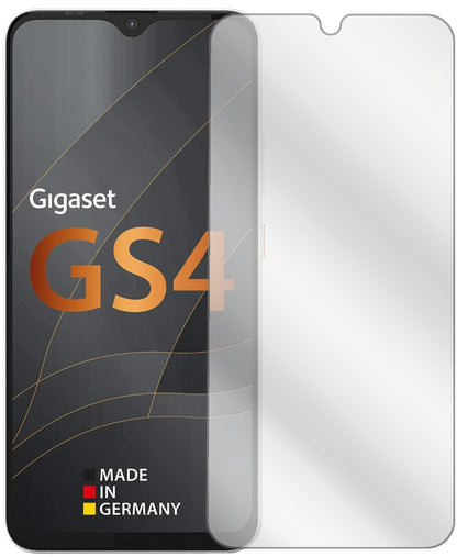 GigasetGS4 mit aufgebrachter dipos Displayschutzfolie, glasklare Darstellung ohne Einschränkungen