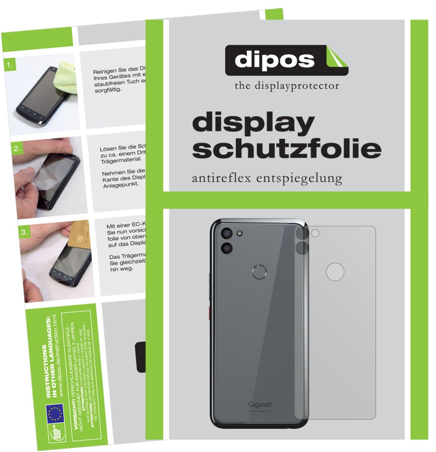 2x Screen Protector for Gigaset  GS5 back Protection Anti Glare dipos
