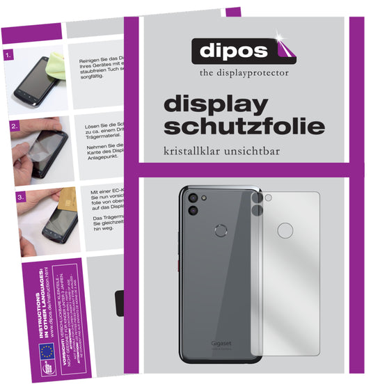 Klare Displayschutzfolie von dipos passend für Gigaset GS5 Rückseite, präziser Zuschnitt und blasenfrei montiert