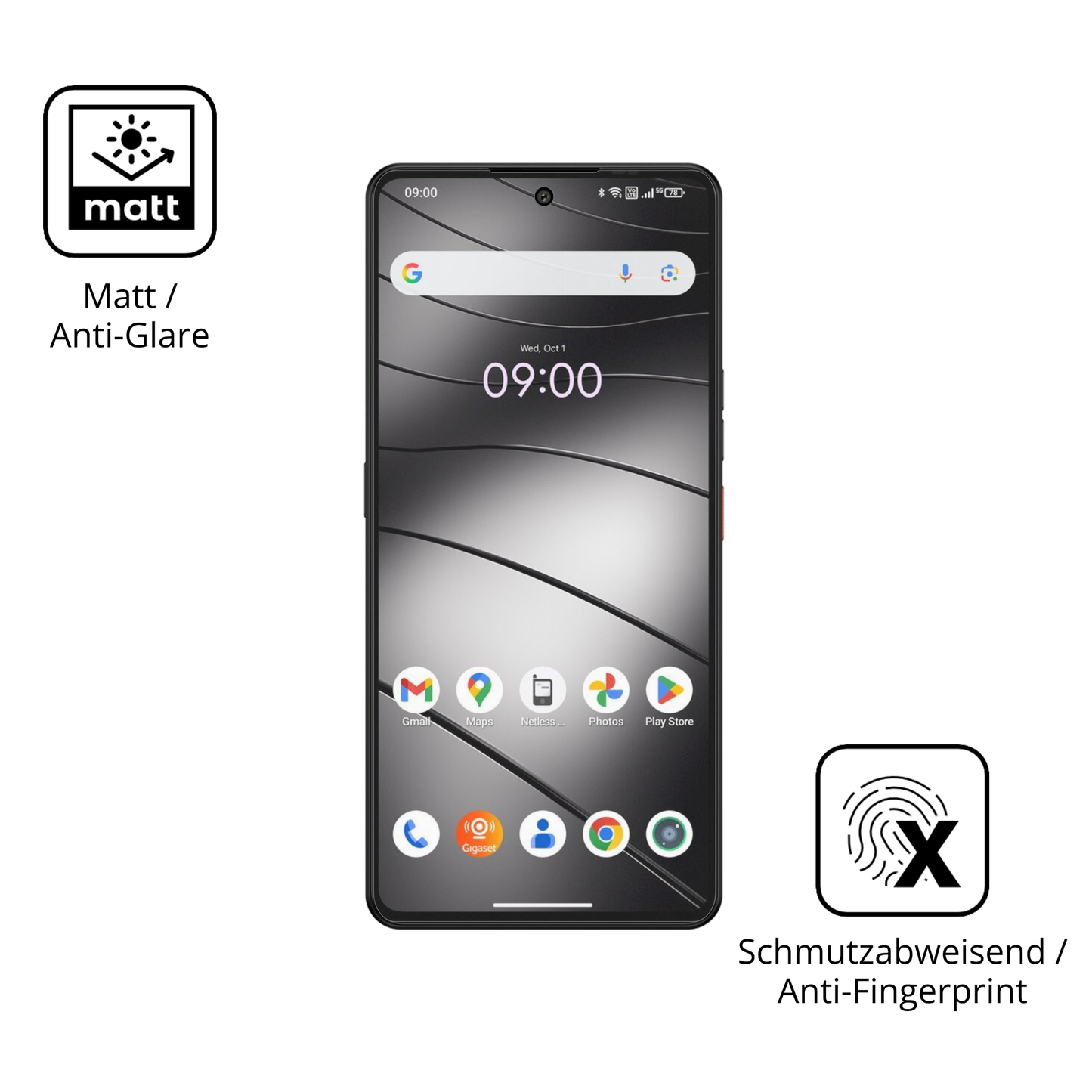 Dünne und entspiegelnde Folie passend zugeschnitten für Gigaset GS6 Pro