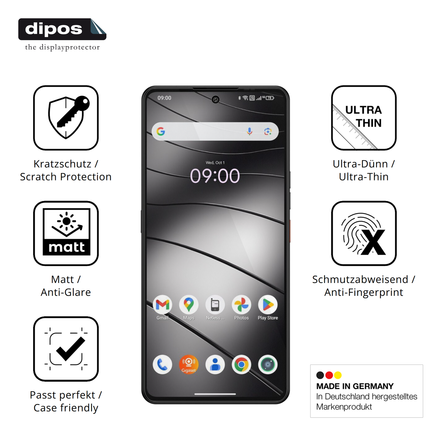 Displayschutz hergestellt in Deutschland, höchste Qualität made in Germany