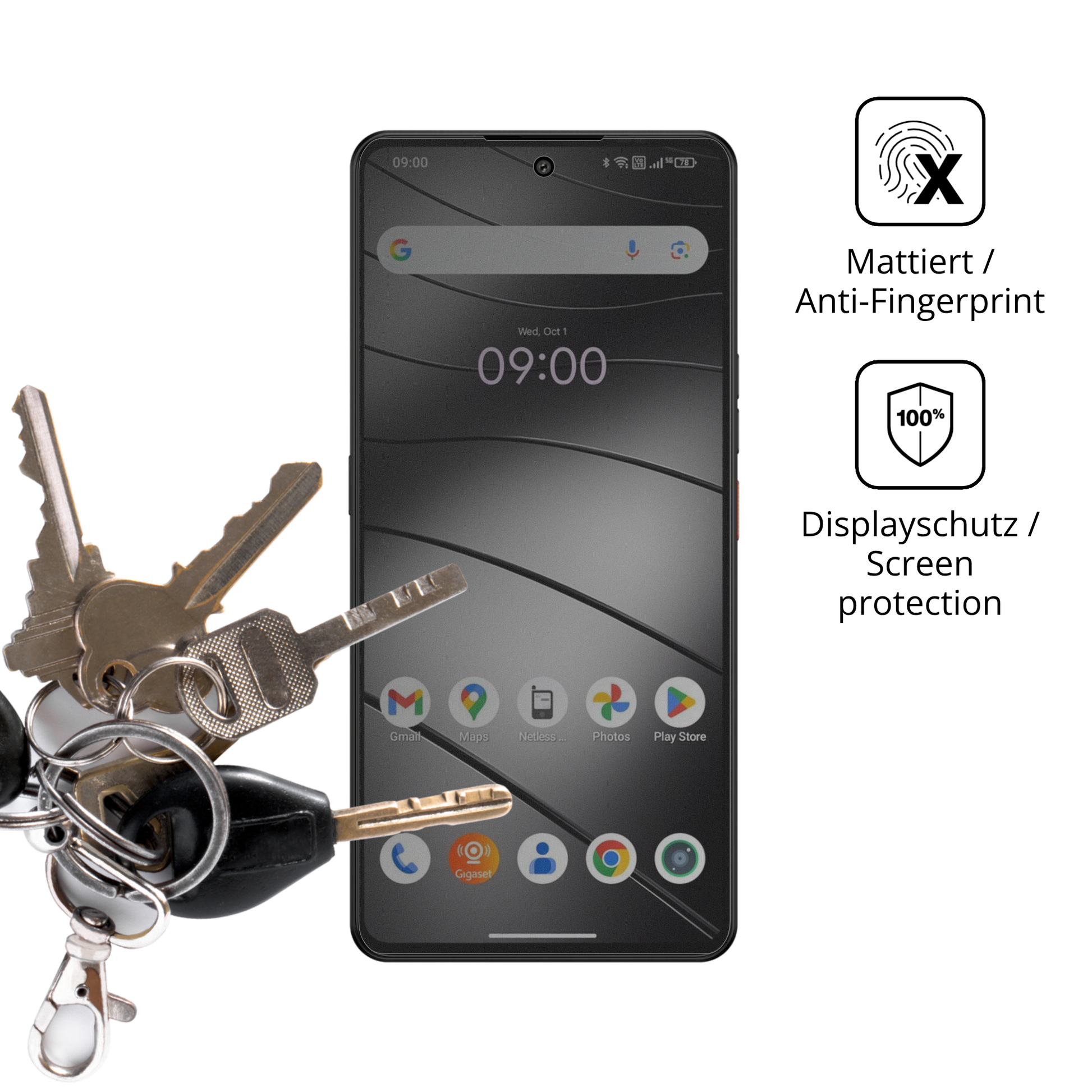 dipos Displayschutz für Gigaset GS6, mattierte Oberfläche, Blickschutzfilter und perfekter Passform