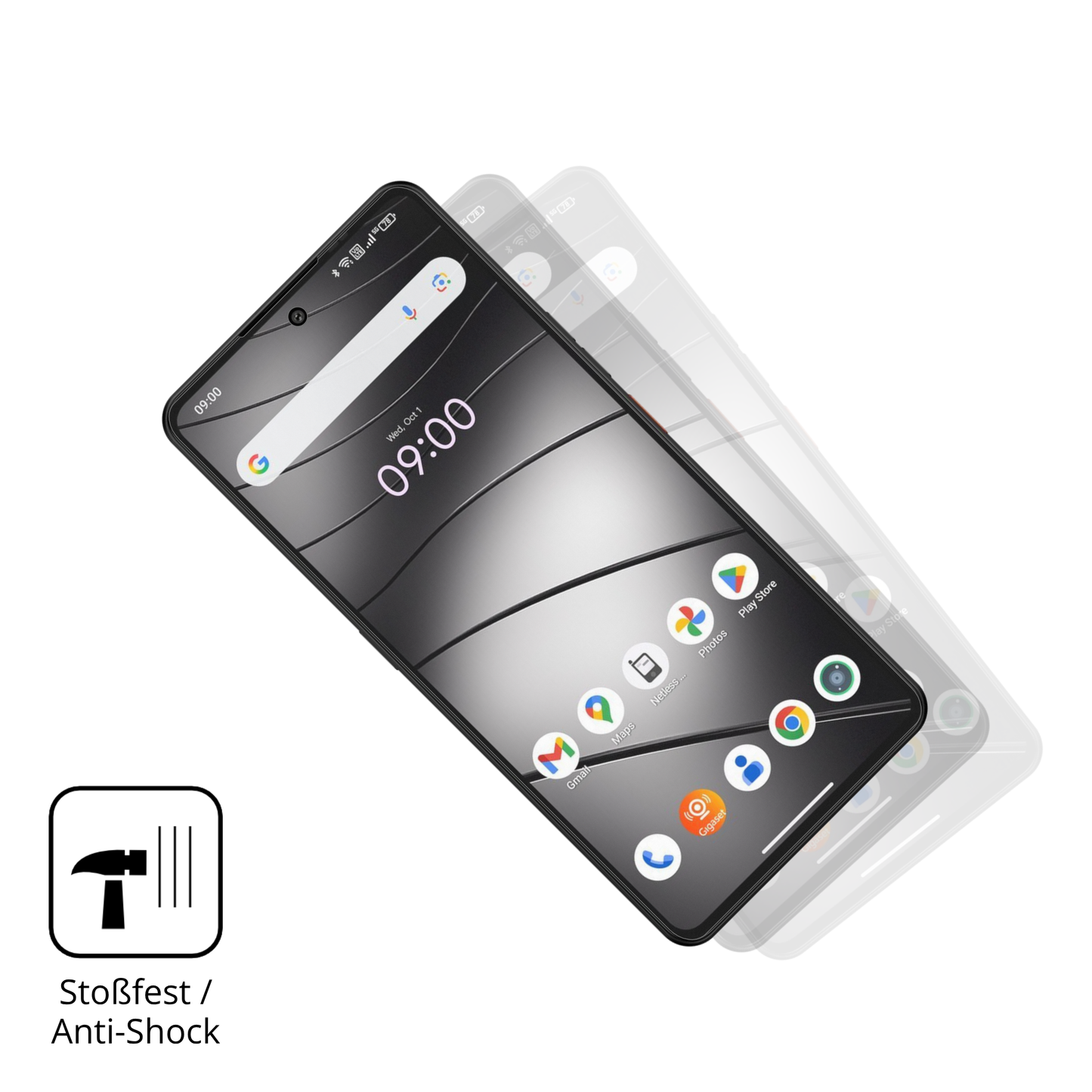 Schutz gegen Kratzer auf dem Gigaset GS6 Pro Glas durch Schlüssel, Stöße gegen die Tischkante oder Stürze