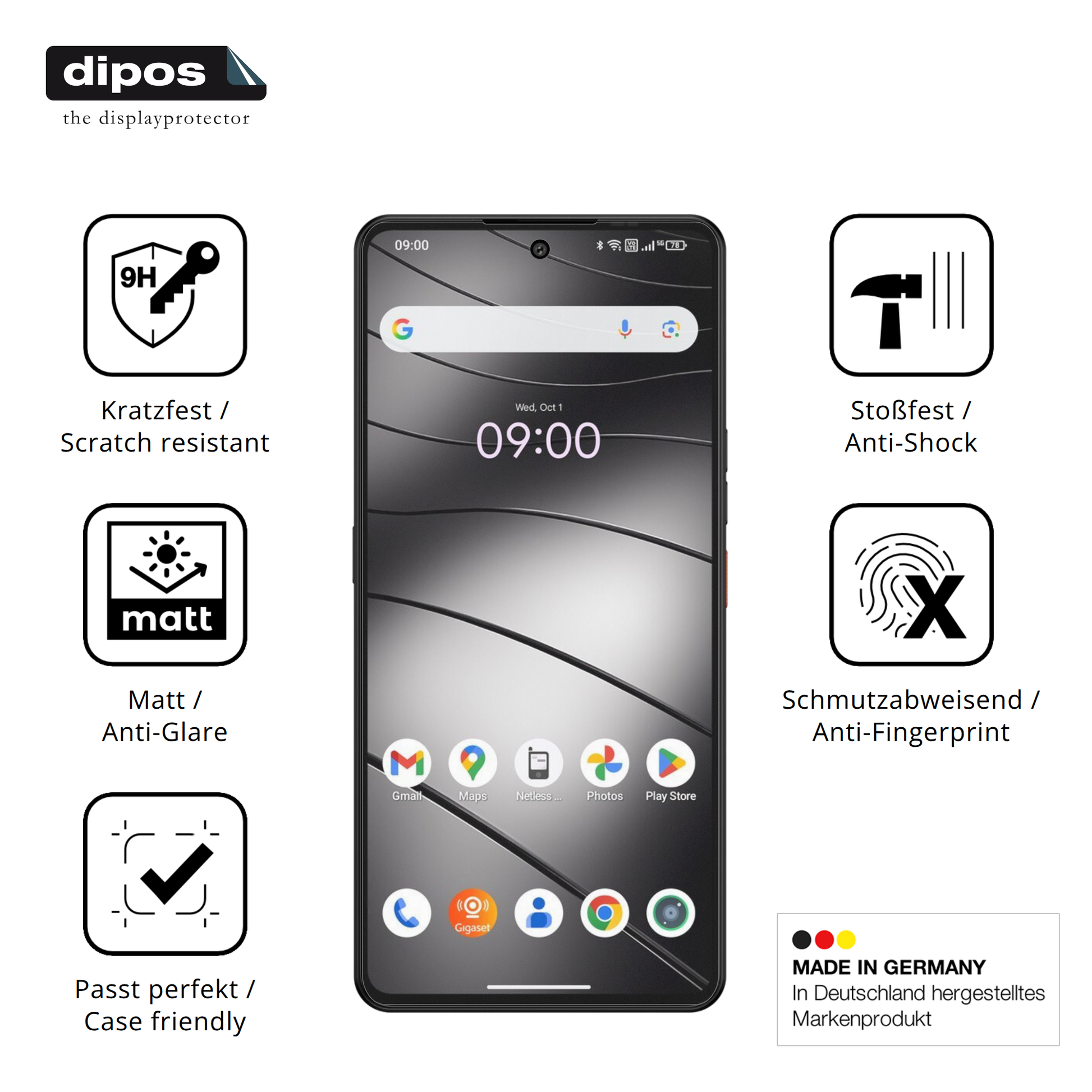 Displayschutz hergestellt in Deutschland, höchste Qualität made in Germany