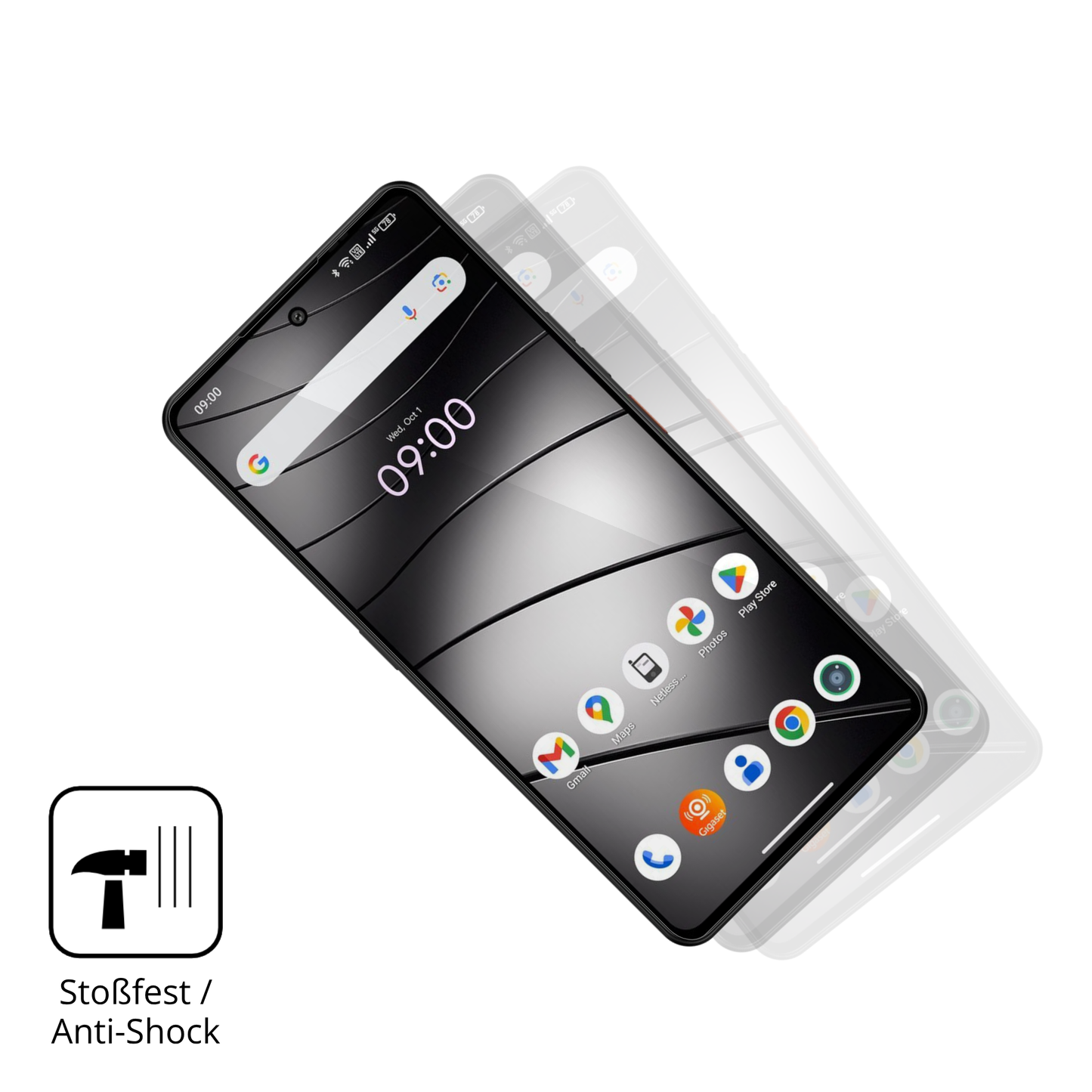 Schutz gegen Kratzer auf dem Gigaset GS6 Pro Glas durch Schlüssel, Stöße gegen die Tischkante oder Stürze