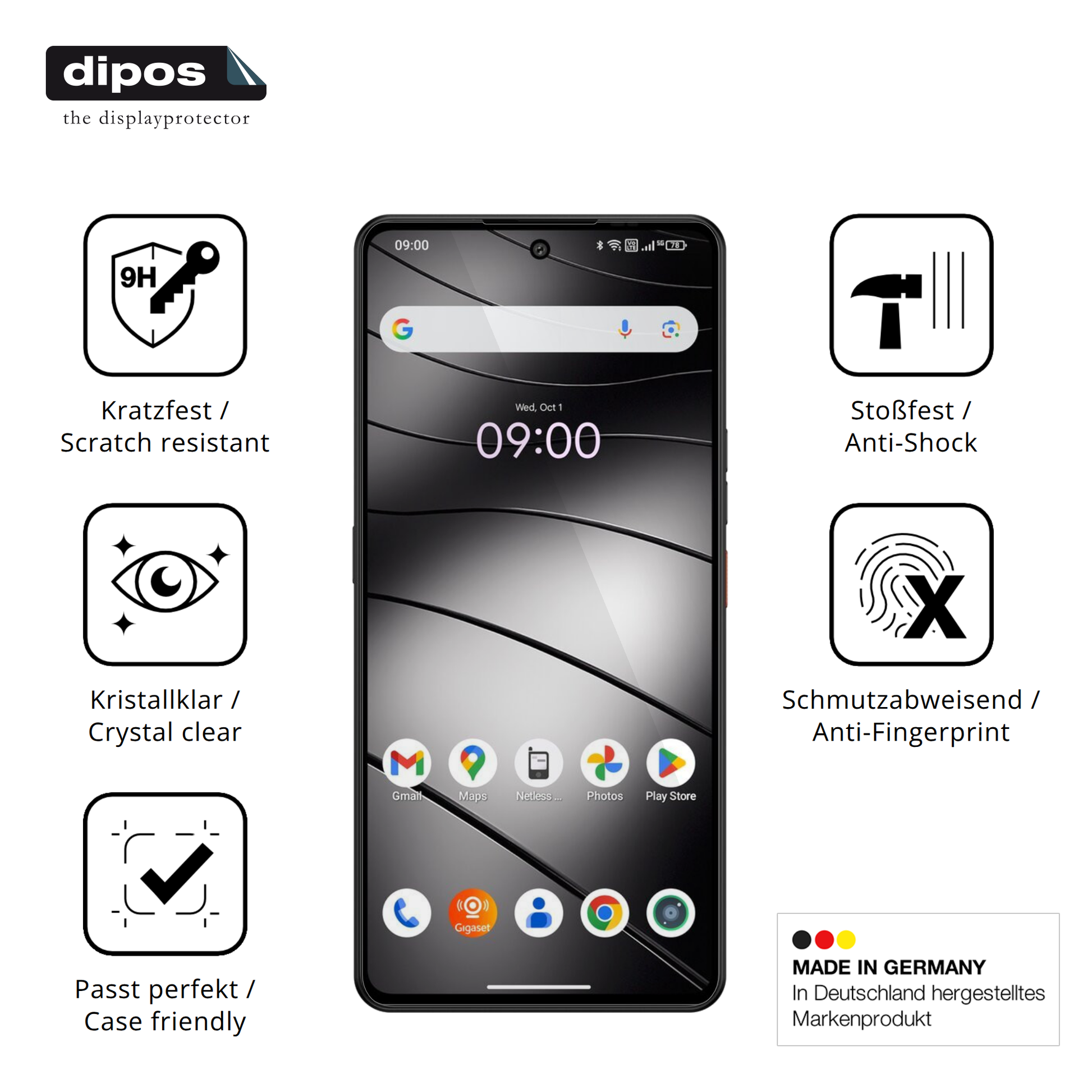 Displayschutz hergestellt in Deutschland, höchste Qualität made in Germany