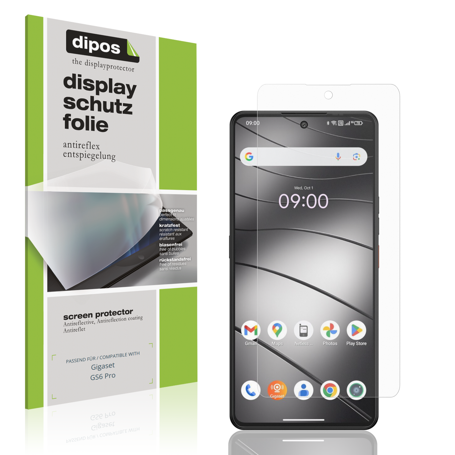 Matte Displayschutzfolie von dipos passend für Gigaset GS6 Pro, präziser Zuschnitt und blasenfrei montiert