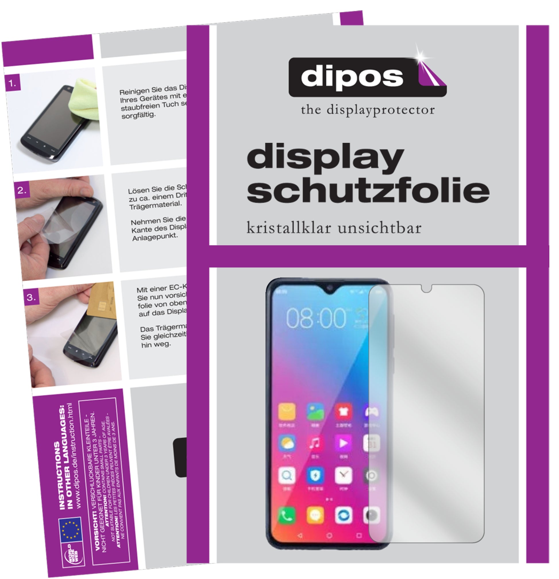 Klare Displayschutzfolie von dipos passend für Gionee Steel 5, präziser Zuschnitt und blasenfrei montiert