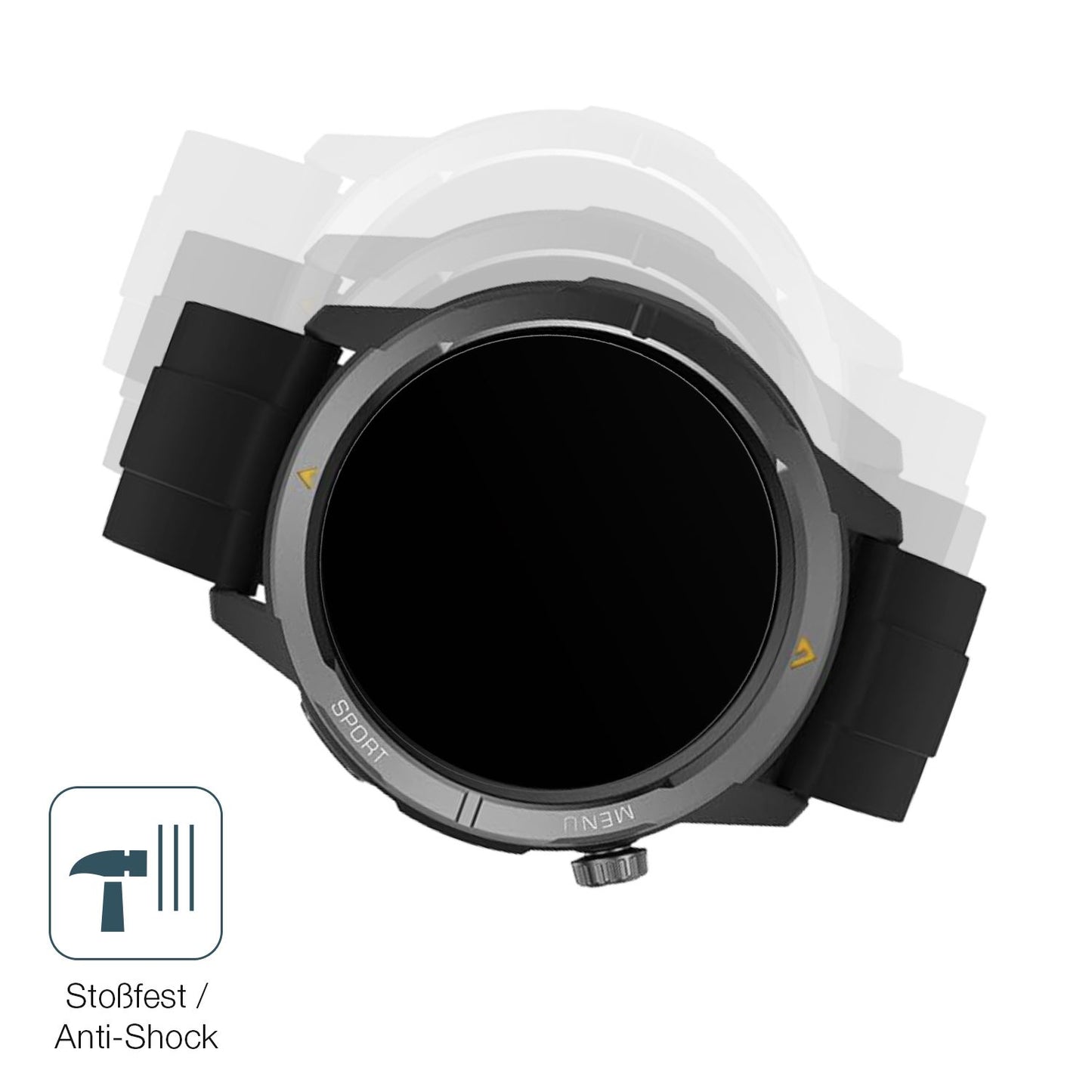 Schutz gegen Kratzer auf dem AGM Legion Watch 1.43 Zoll Glas durch Schlüssel, Stöße gegen die Tischkante oder Stürze