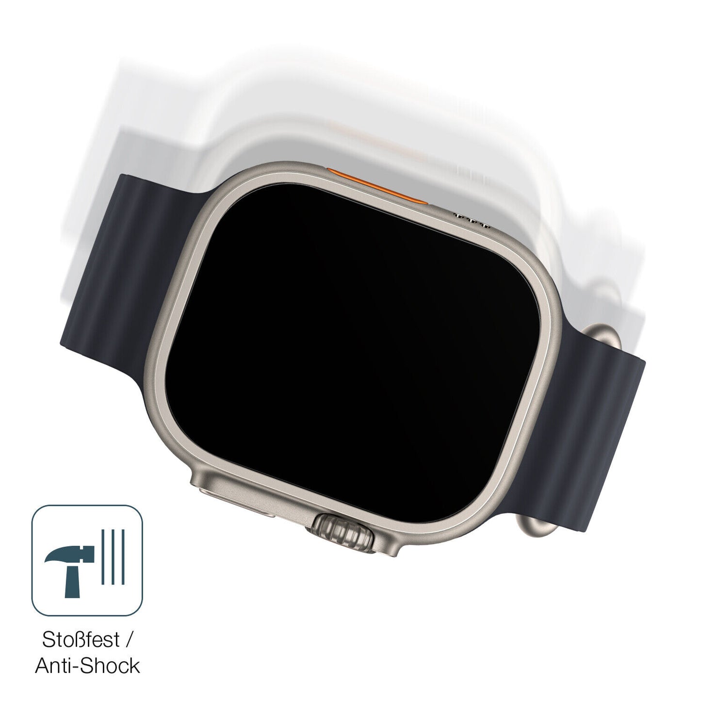 Schutz gegen Kratzer auf dem Apple Watch Ultra Glas durch Schlüssel, Stöße gegen die Tischkante oder Stürze