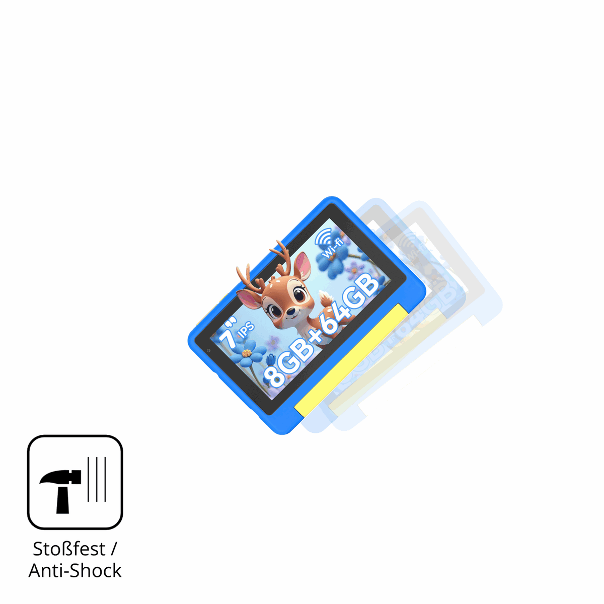 Schutz gegen Kratzer auf dem Bufo Kids Tablet 7 Zoll Glas durch Schlüssel, Stöße gegen die Tischkante oder Stürze