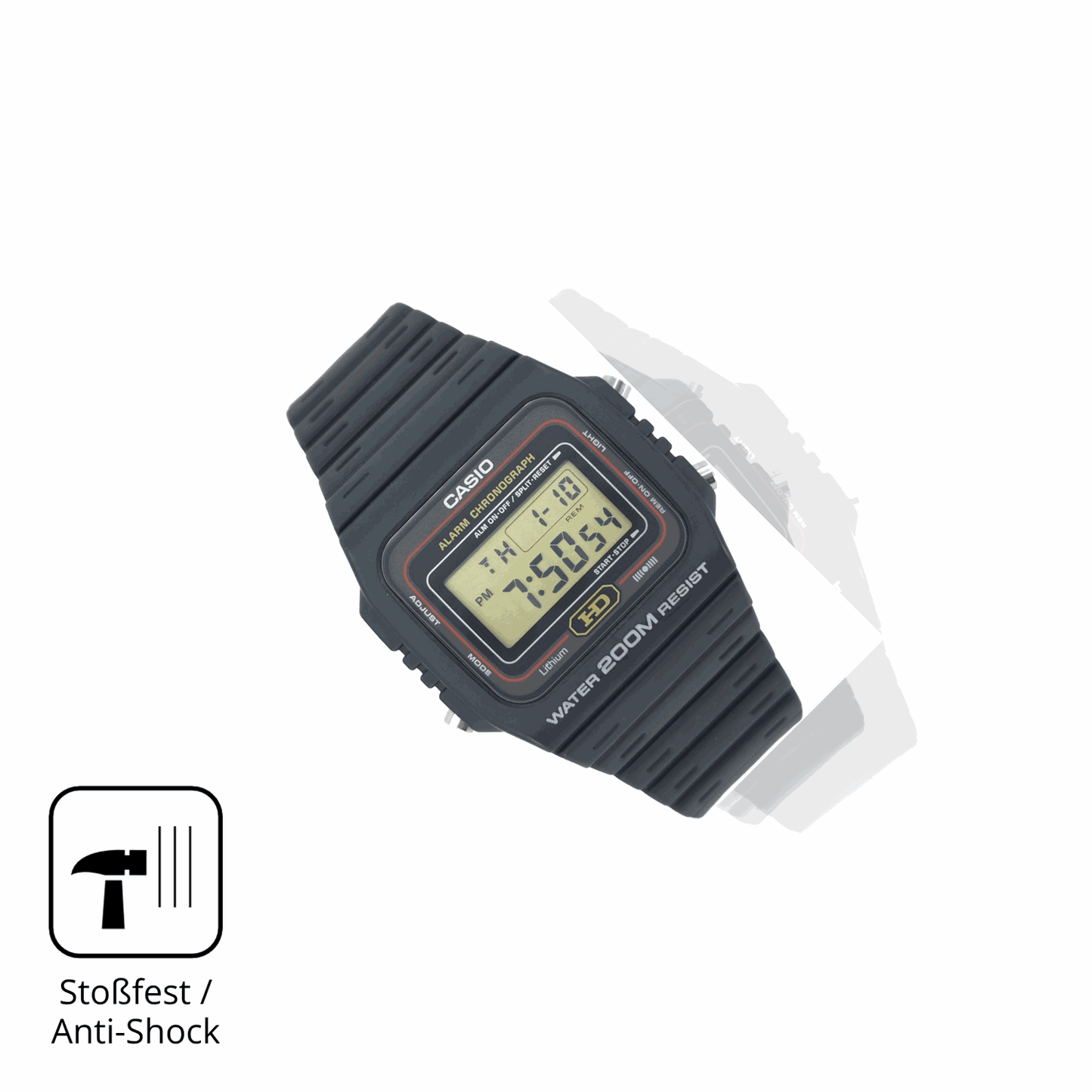 Schutz gegen Kratzer auf dem Casio DW-260 Glas durch Schlüssel, Stöße gegen die Tischkante oder Stürze